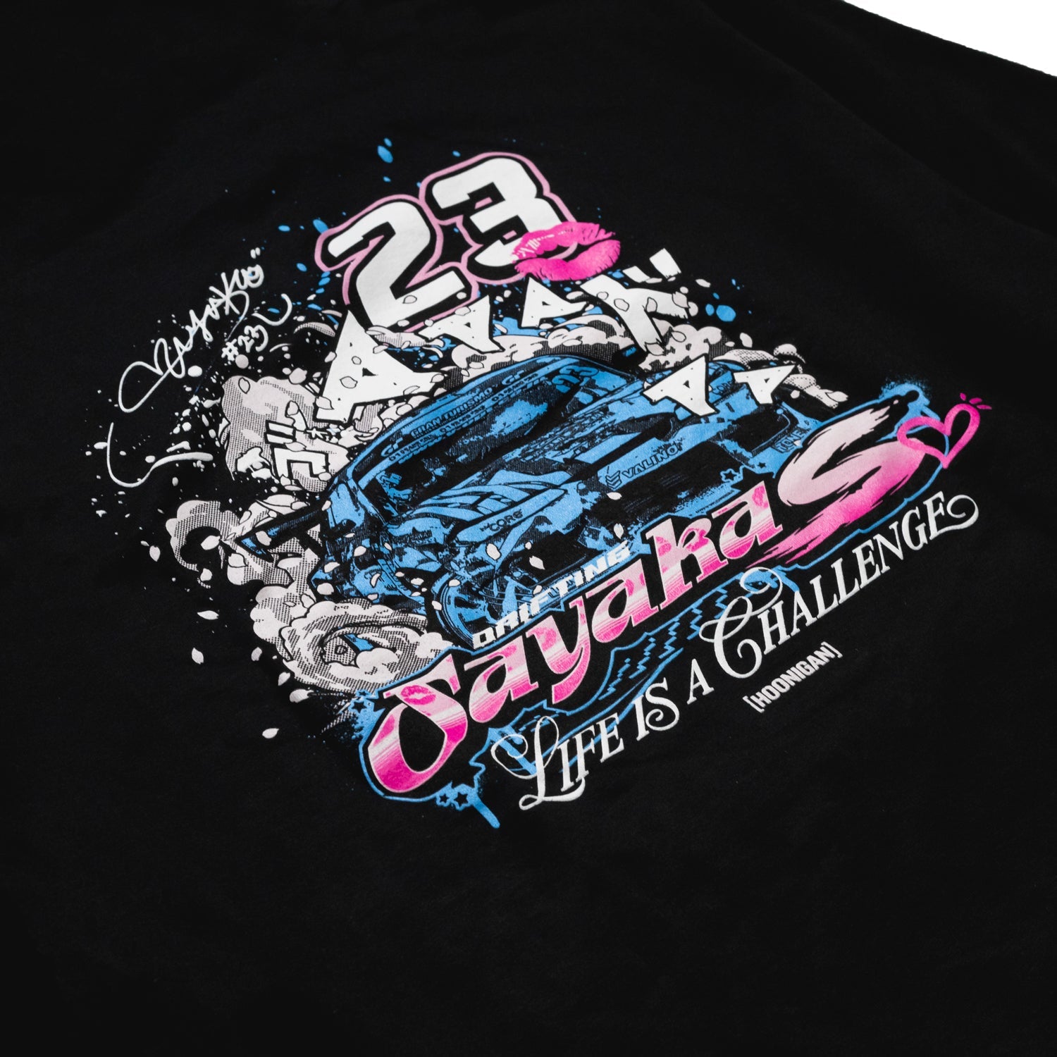 Hoonigan x Sayaka Drifting Sayaka pullover hoodie featuring a graphic design with vibrant colors and a stylish hood.