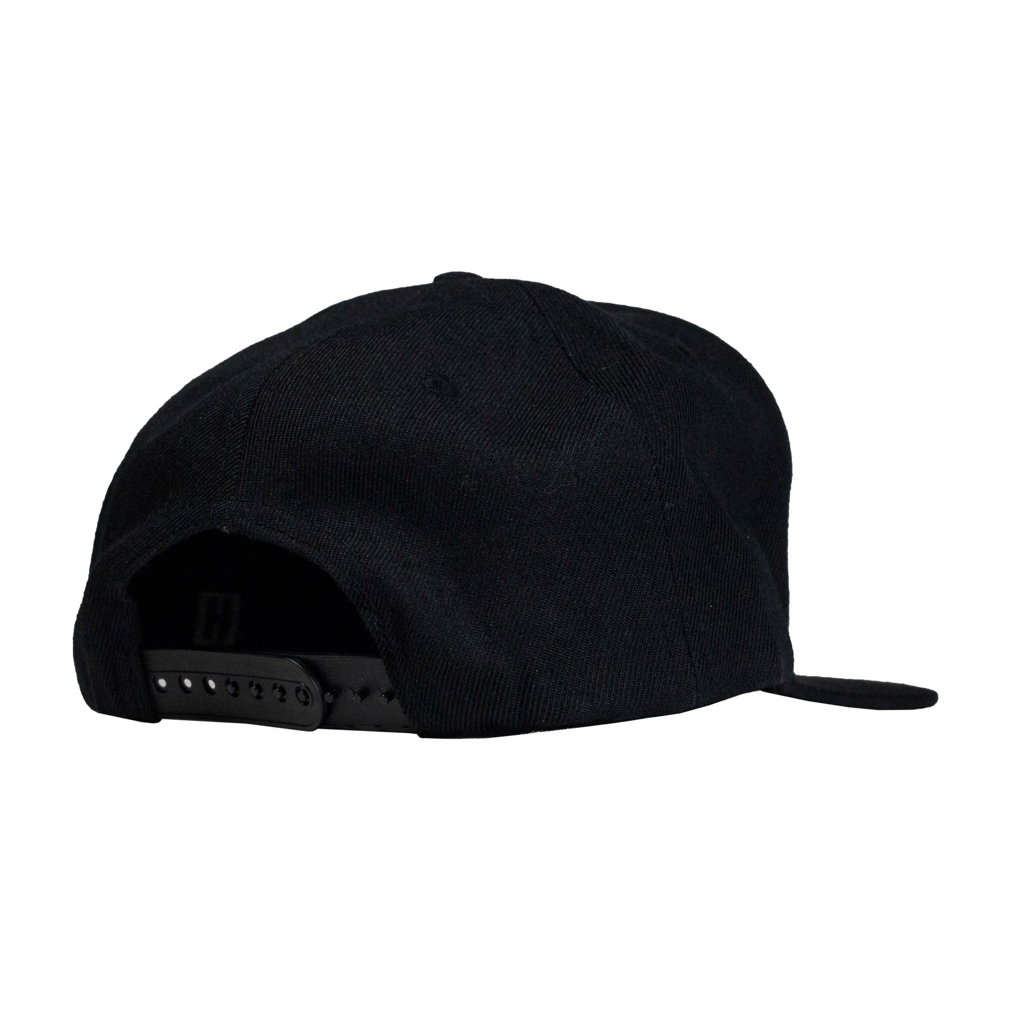 Hoonigan King of Monsters black 6-panel snapback hat featuring embroidered graphic logo on the front.