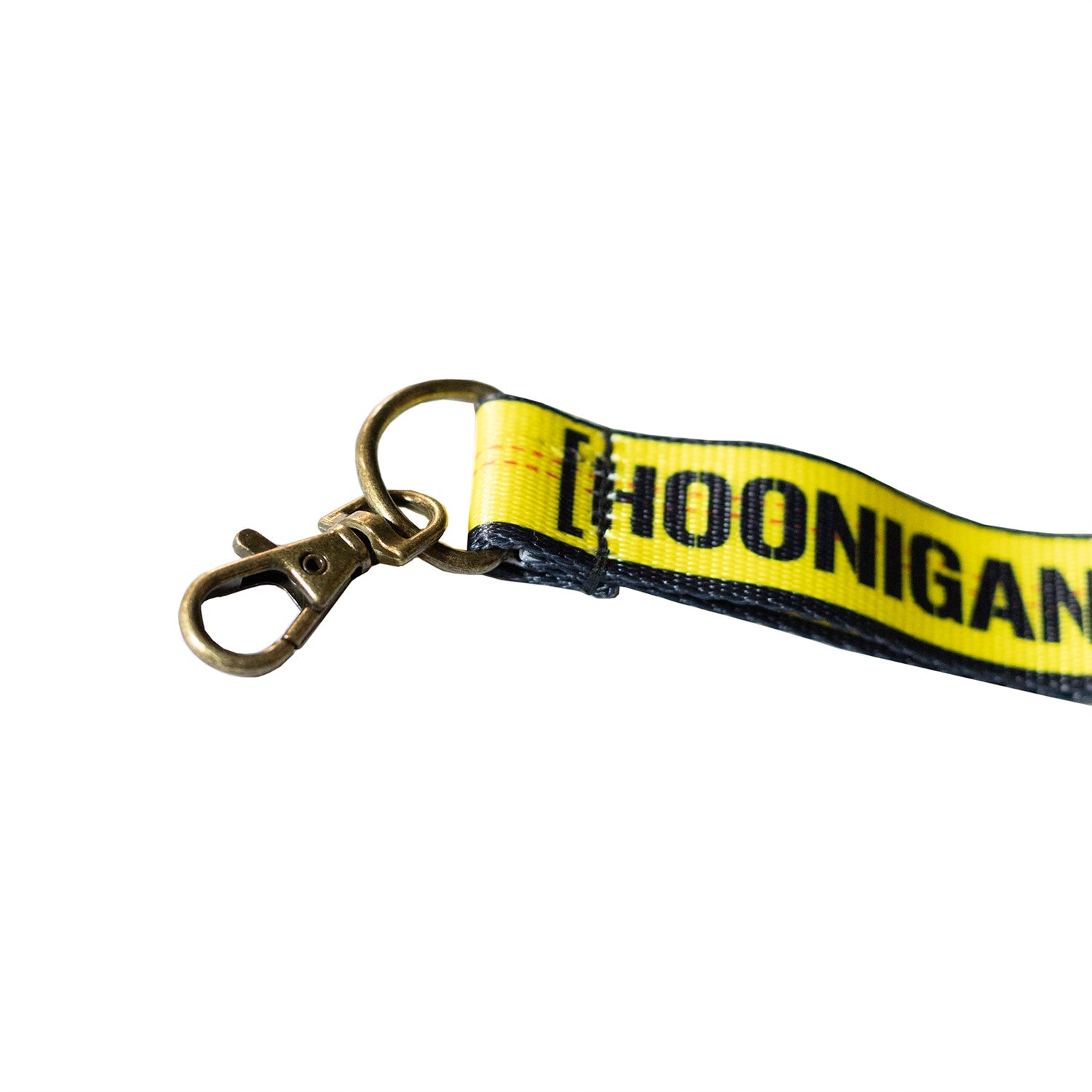 Hoonigan RATCHET STRAP Lanyard featuring a black and green design with metal clips and strap detail.