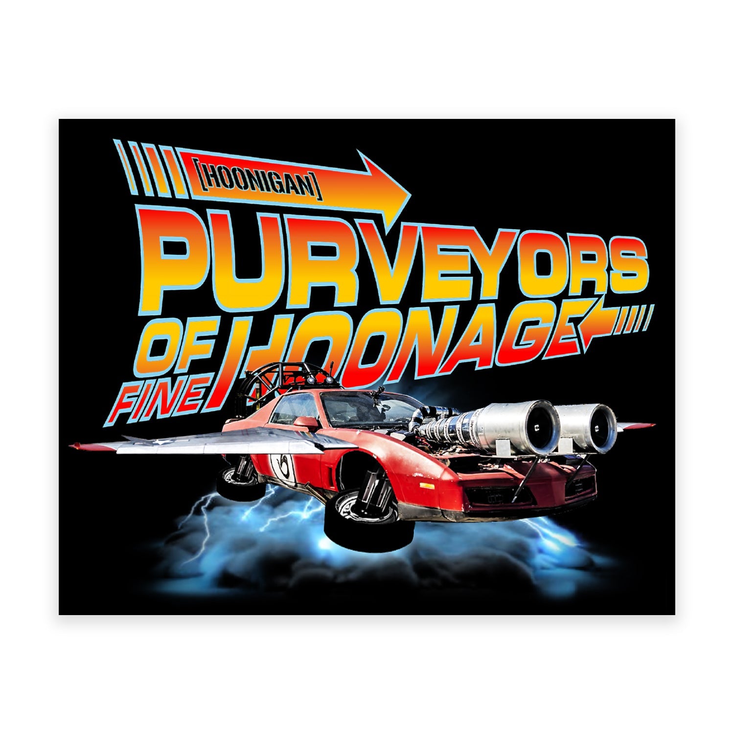 Hoonigan HOONCAPACITOR 4-inch sticker featuring a colorful graphic design with racing elements.