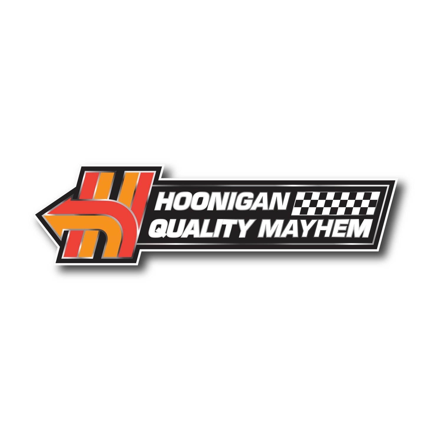 Hoonigan HNX 6-inch sticker featuring bold black and white graphics with a motorsport design.