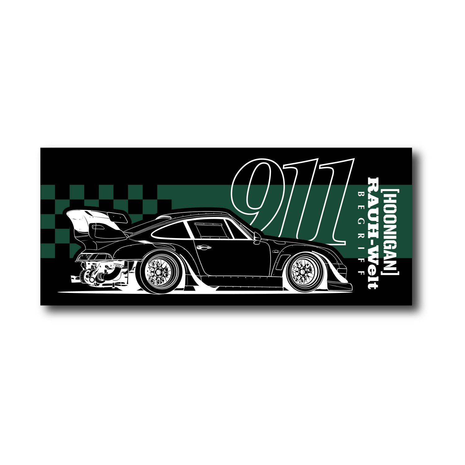 Hoonigan X RWB RWKAT 5-inch sticker featuring vibrant graphics and bold typography.