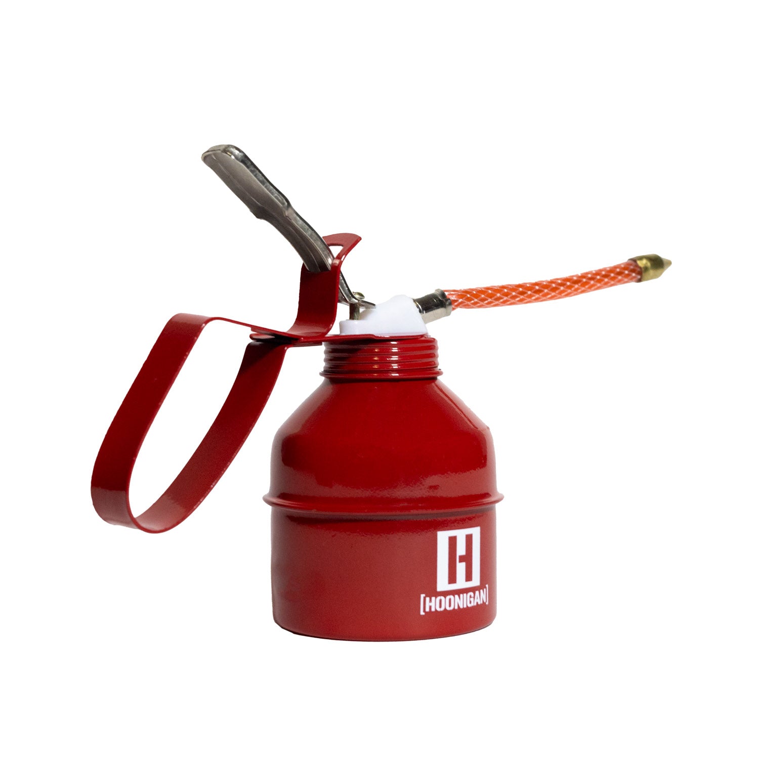 Hoonigan OIL Can featuring a sleek black design with bold white branding and a convenient handle.