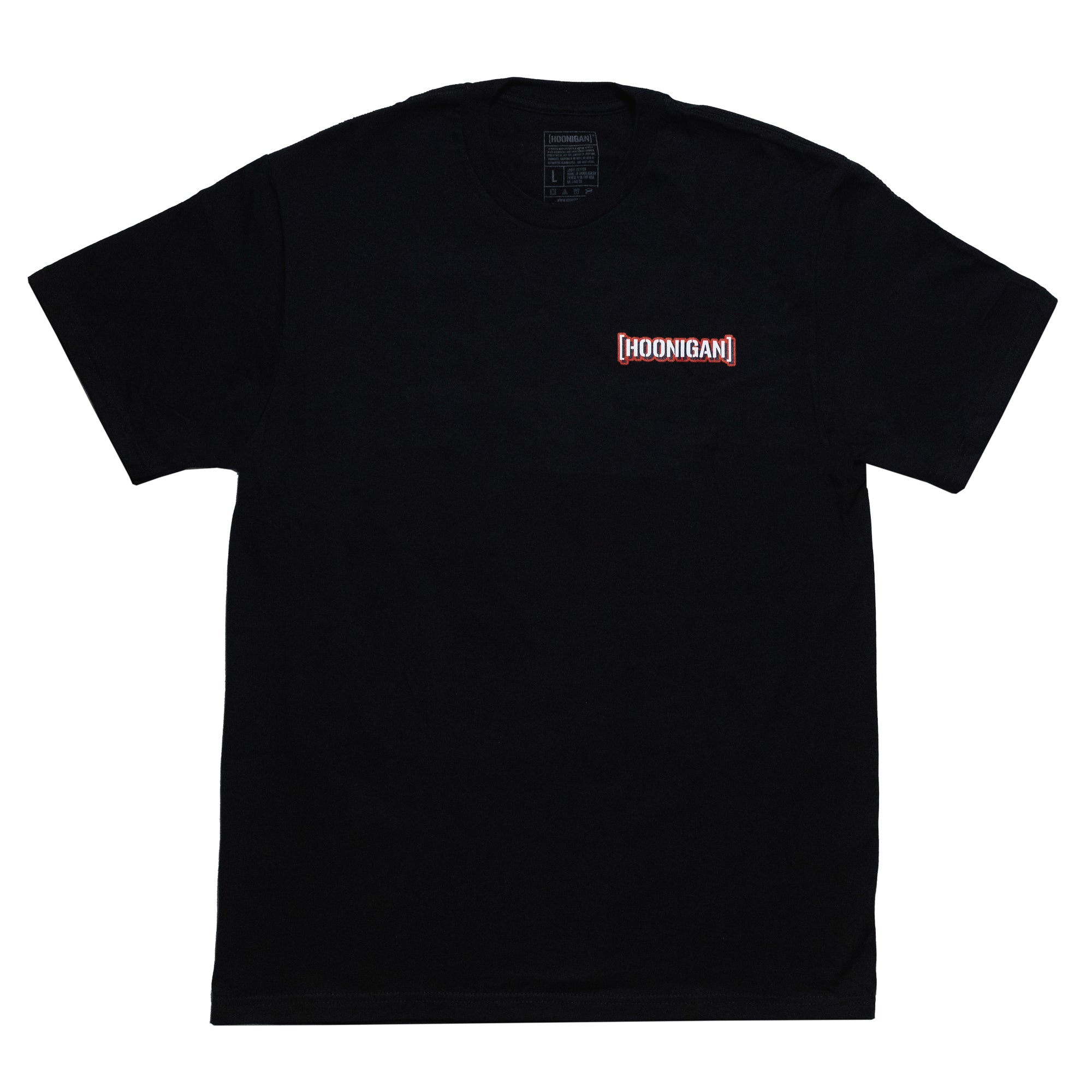 Black Hoonigan KILL ALL TIRES USA short sleeve T-shirt with a small red and white logo on the chest.