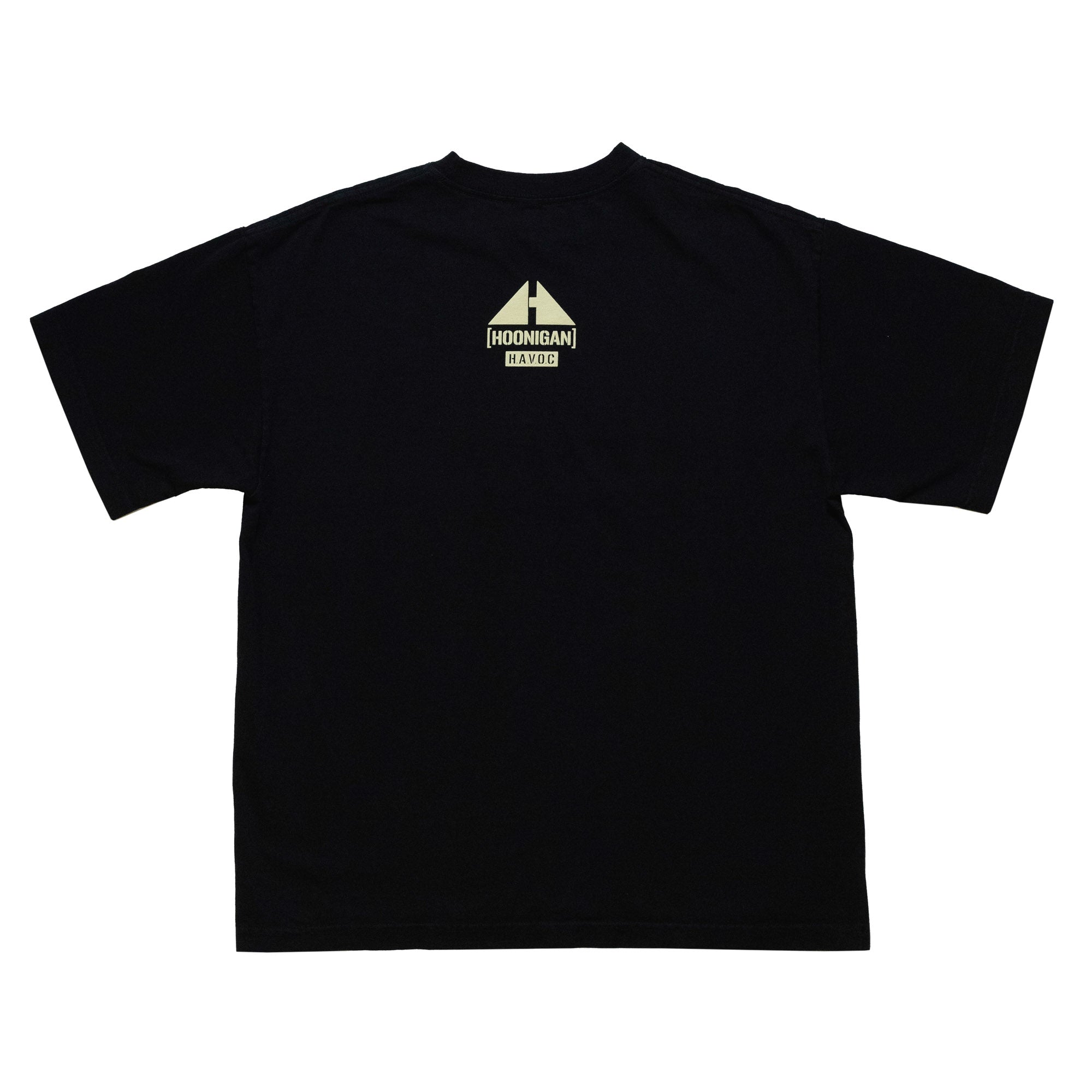 Black Hoonigan TOPOGRAPHIC CENSOR BAR short sleeve T-shirt with logo and graphic design on the back.