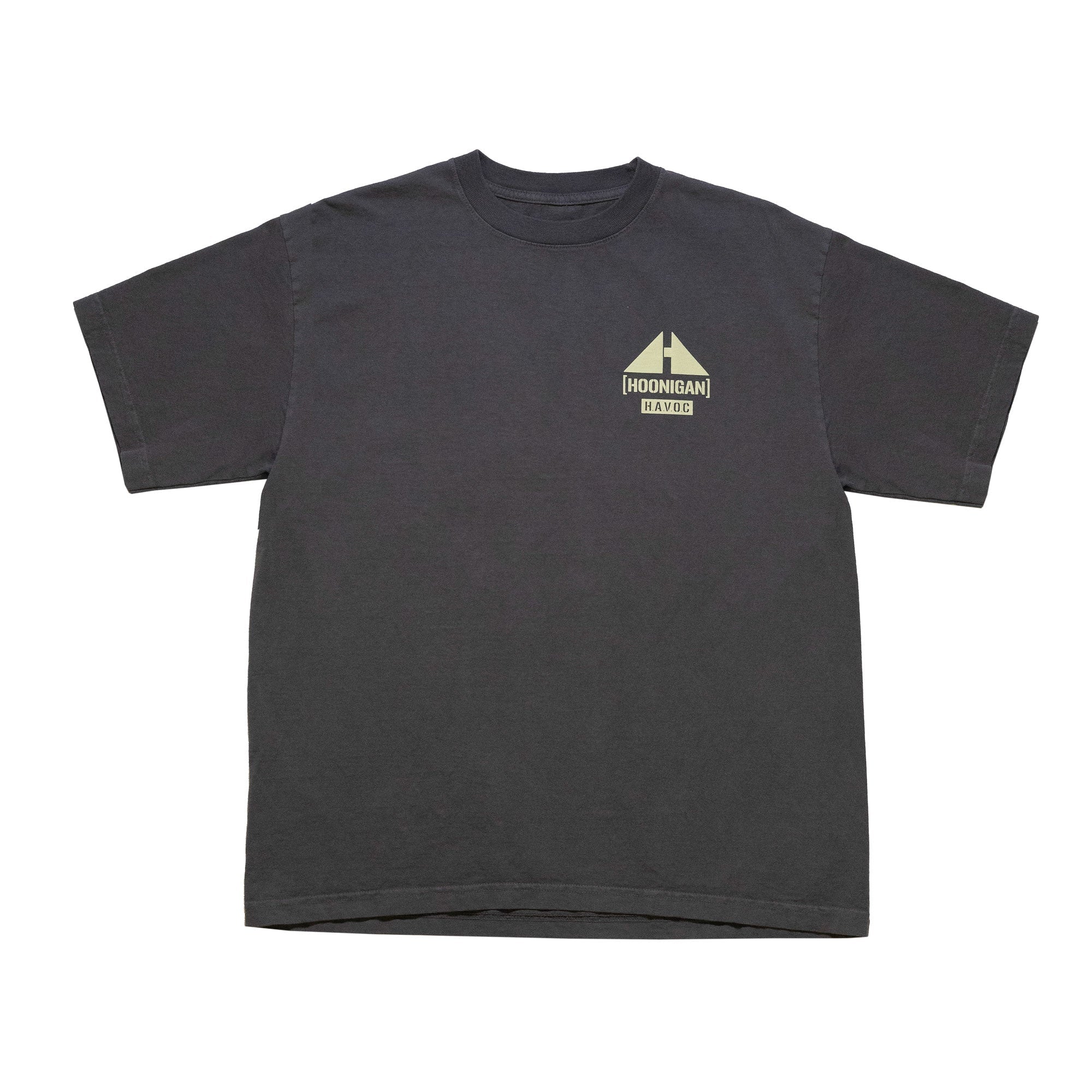 Black Hoonigan TOPOGRAPHIC TERRAIN short sleeve T-shirt with a small graphic logo on the chest featuring mountain and text design.