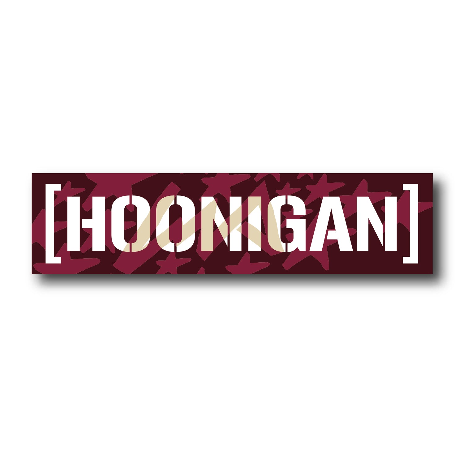 Hoonigan x Lia Block CENSOR BAR Sticker featuring bold white text on a maroon camo background, perfect for car enthusiasts.