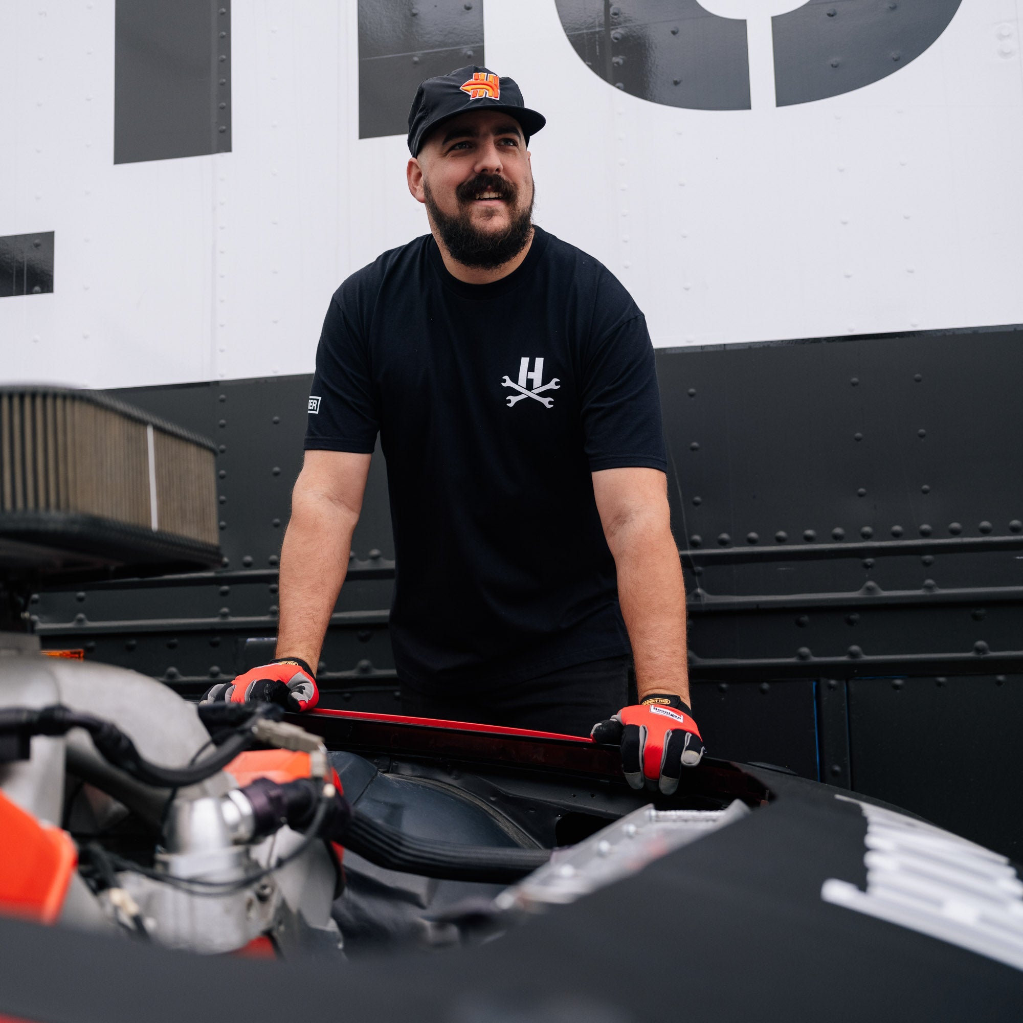 Hoonigan MAYHEM Short Sleeve Tee featuring a bold graphic design on a black background.