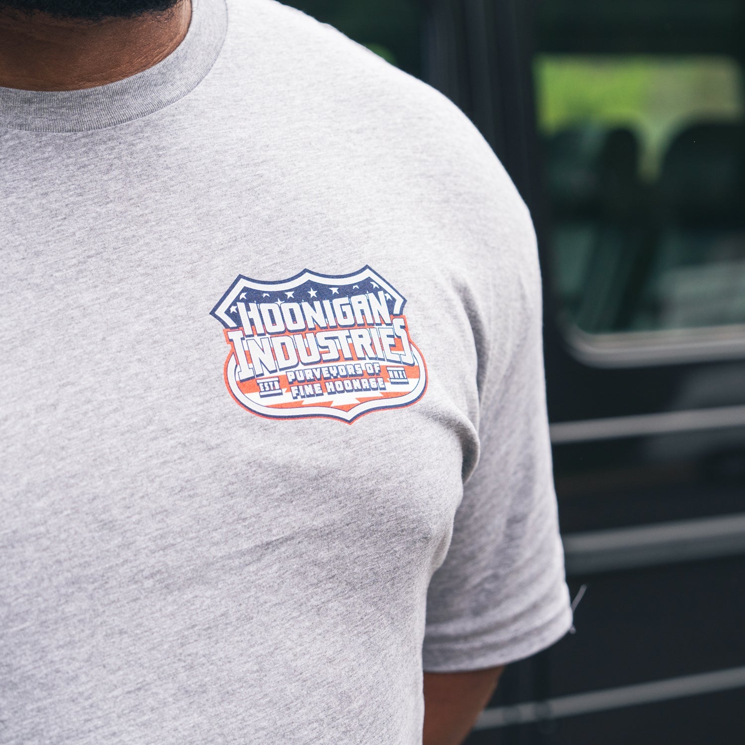 Hoonigan INTERSTATE Summer Short Sleeve Tee in black with bold graphic design on the front.