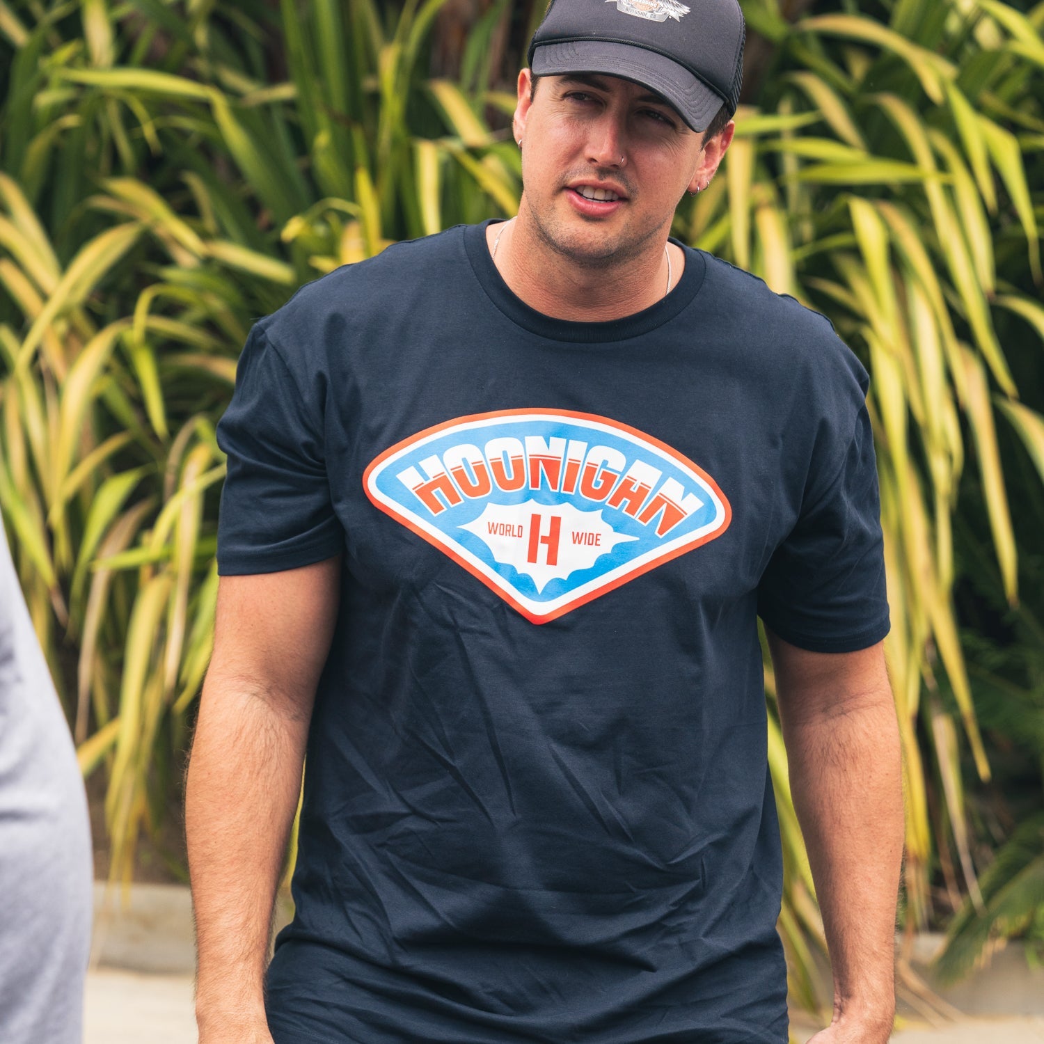 Hoonigan FULL SERVICE Summer Short Sleeve Tee in black with white logo print on the front.