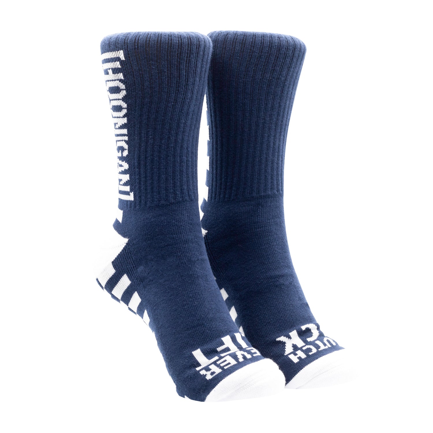 Hoonigan FINISHLINE II Crew Socks featuring a bold black design with red and white accents and the Hoonigan logo.
