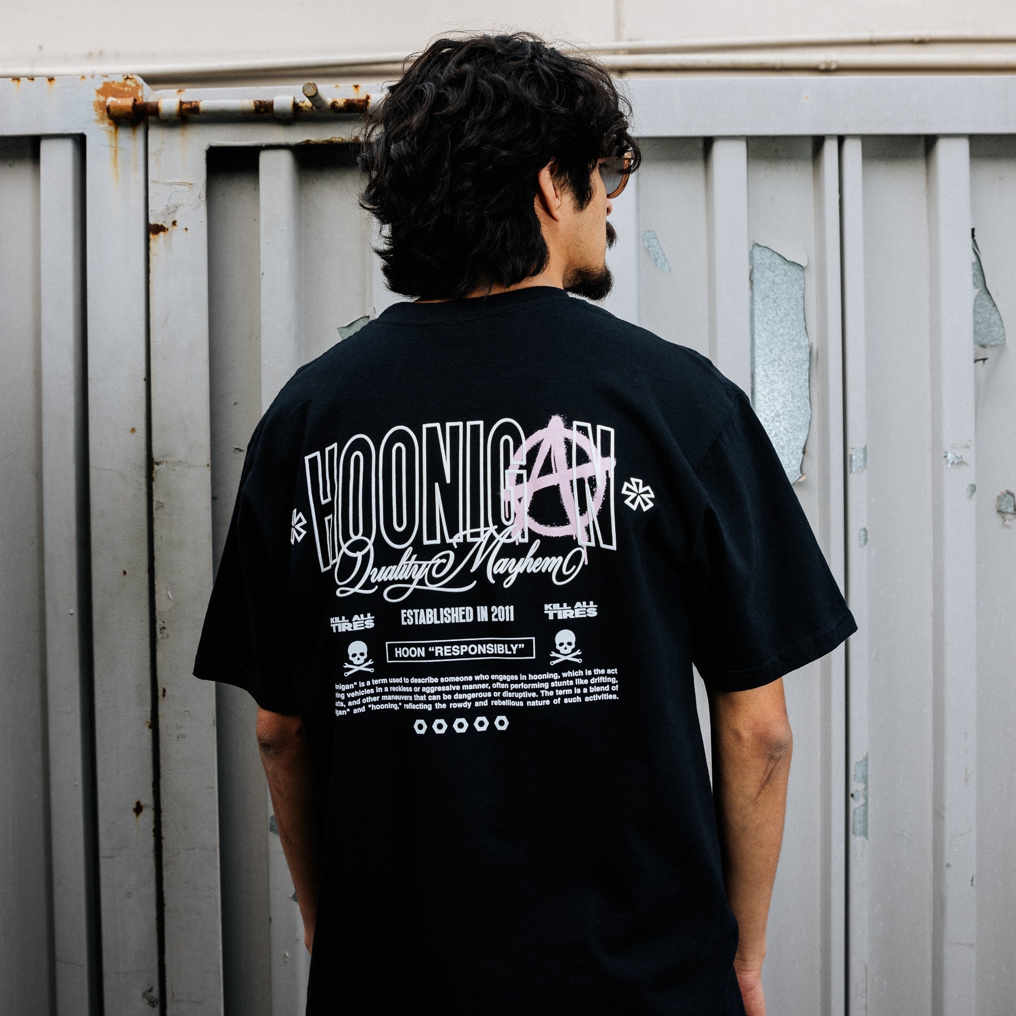 Hoonigan HOONARCHY Short Sleeve Tee in black featuring a bold graphic logo on the front.