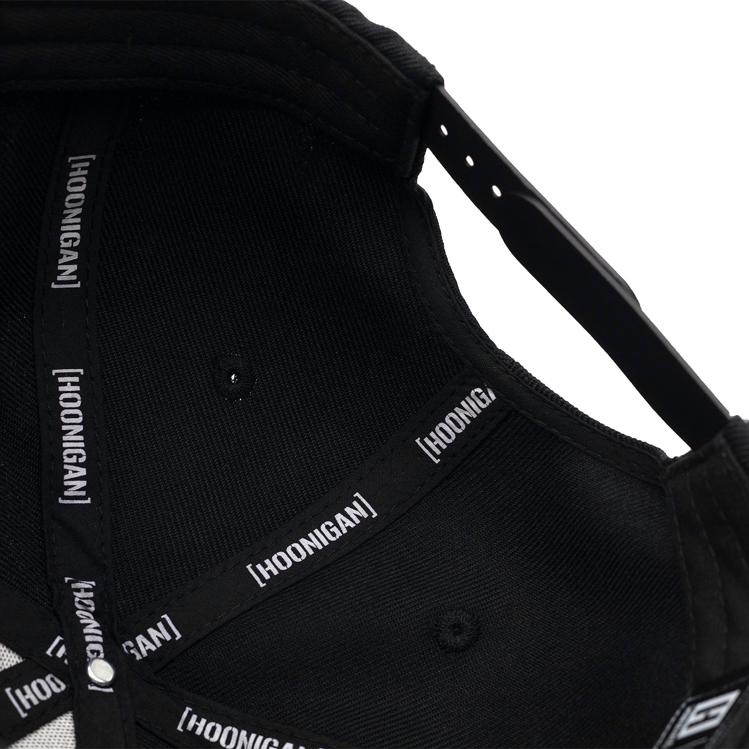 Black snapback hat featuring the American Force logo in white embroidery.