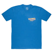 Blue short sleeve t-shirt featuring a colorful US Mags logo on the chest, perfect for automotive enthusiasts.