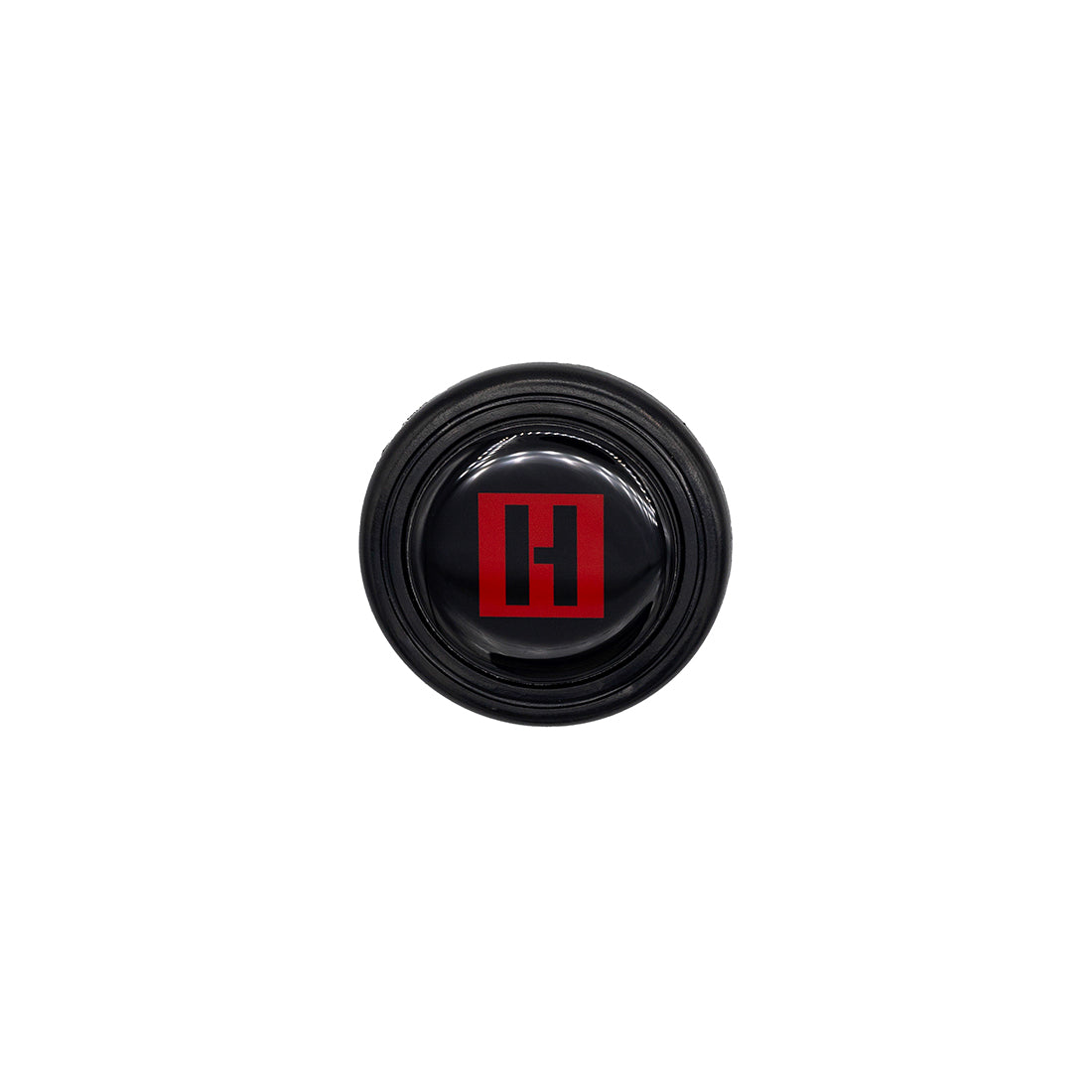 Hoonigan H BOX HORN button with a sleek black design and the Hoonigan logo prominently displayed, perfect for motorsport enthusiasts.