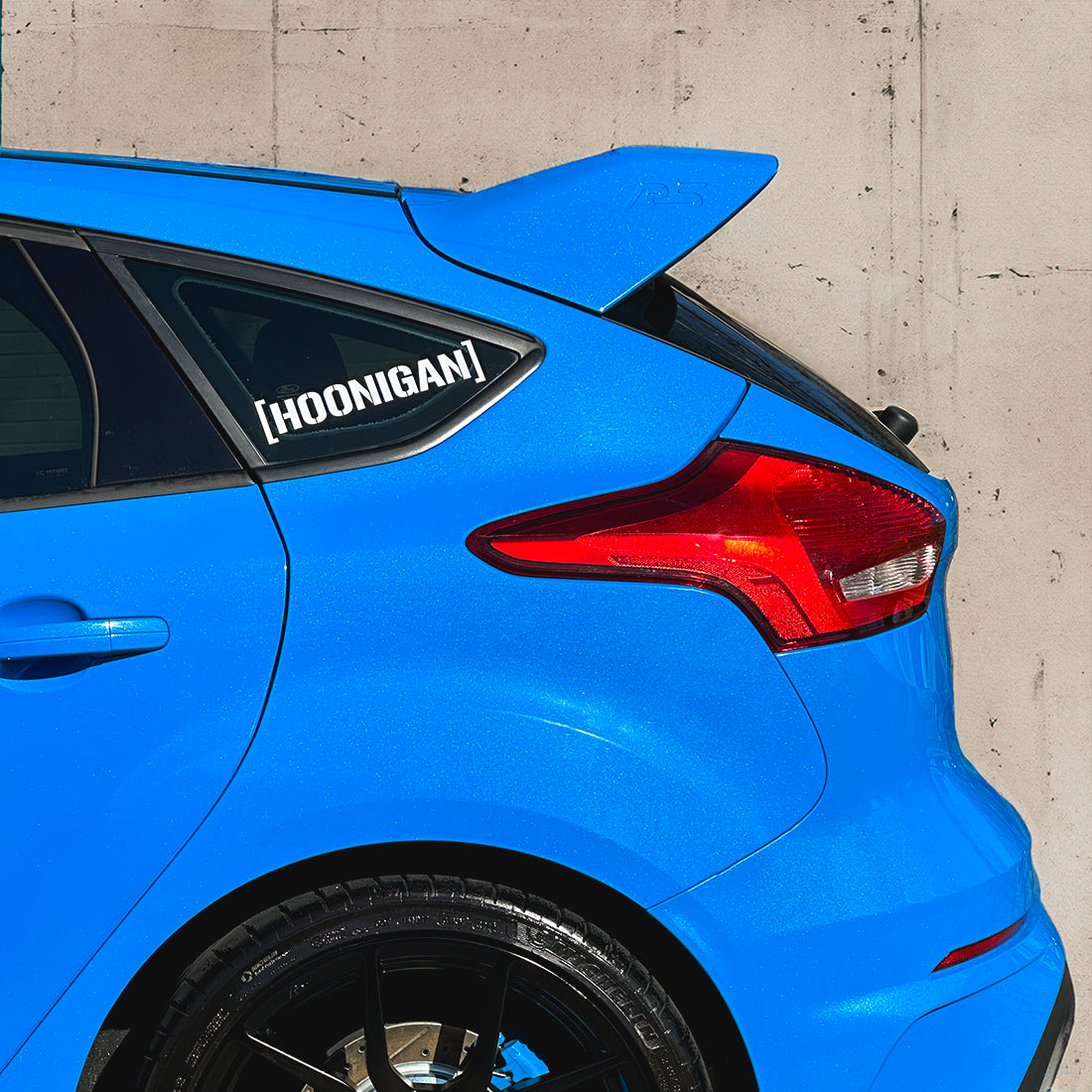 Hoonigan small die cut censor bar bracket logo sticker, 10 inches, featuring a bold graphic design in black and white.