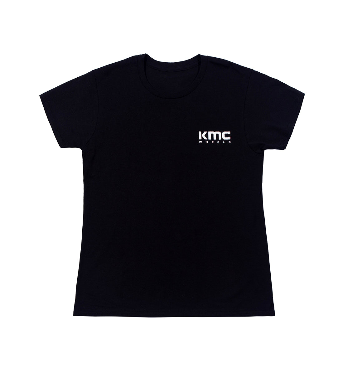 Black women's short sleeve tee featuring the KMC logo on the front.