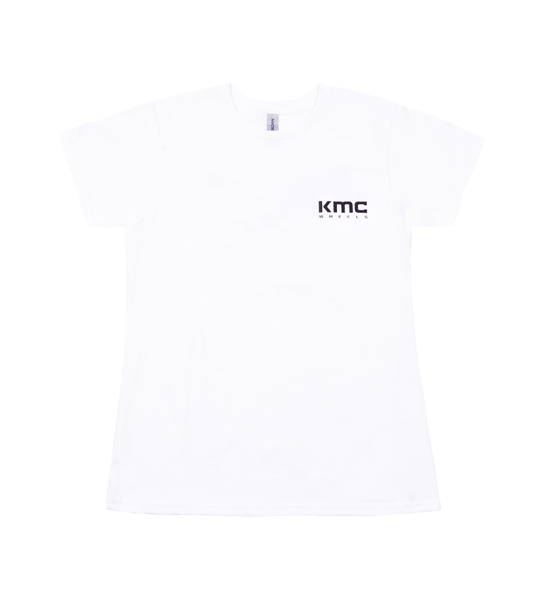 KMC Women's Short Sleeve Tee featuring a front logo design on a white background.