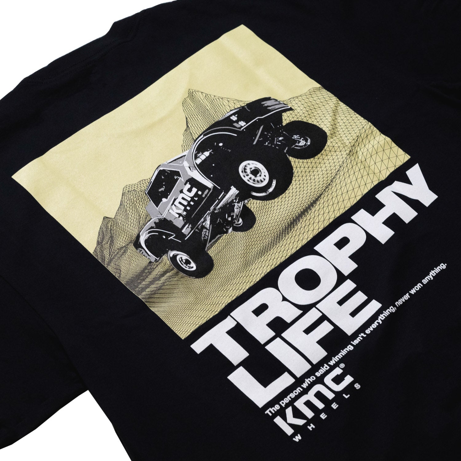KMC Trophy Life Short Sleeve Tee featuring a graphic print on a black background.
