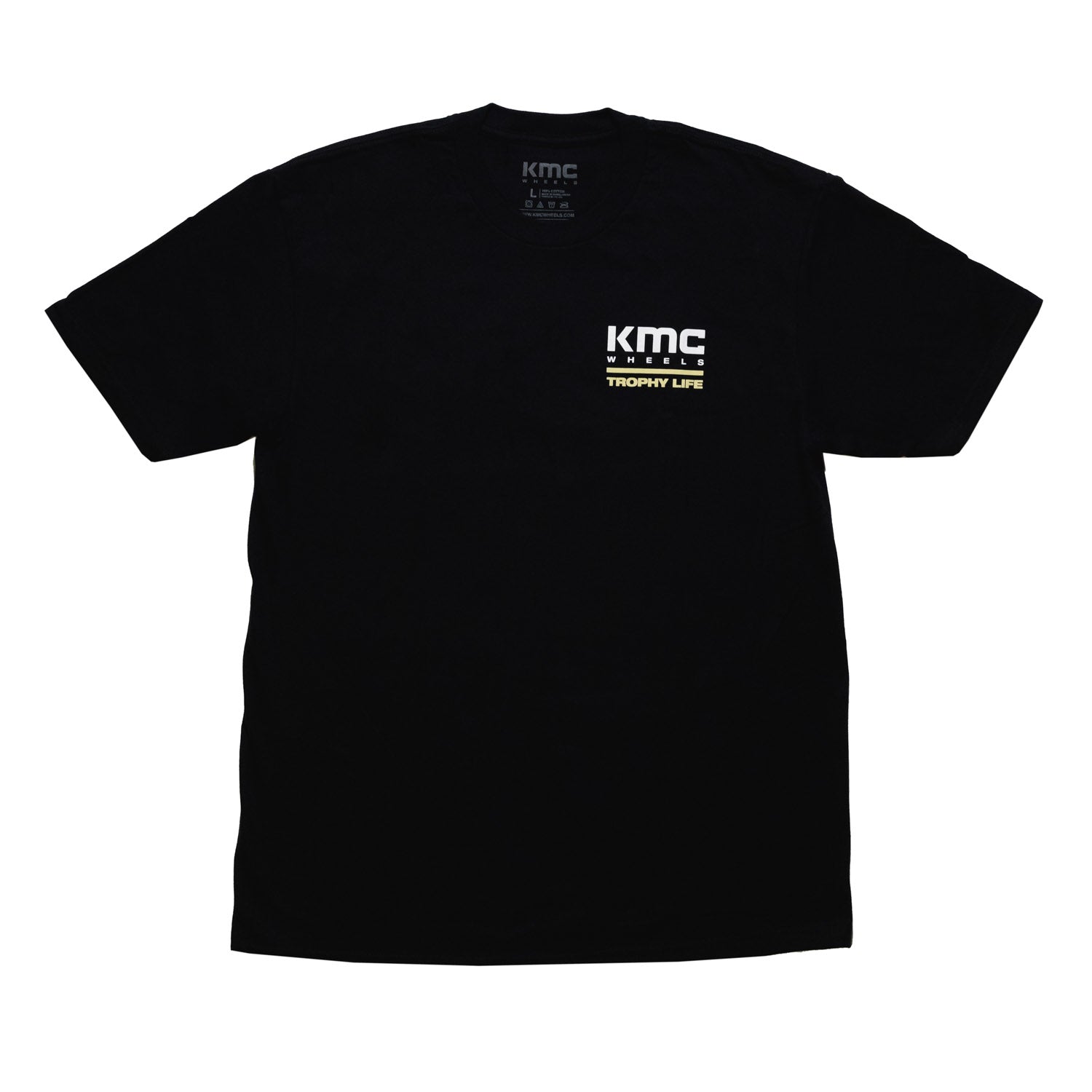 KMC Trophy Life short sleeve tee in black with a white graphic logo on the front.