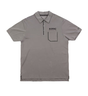 KMC Wheel Short Sleeve Polo in gray, featuring a classic collar and logo on the chest, displayed against a white background.