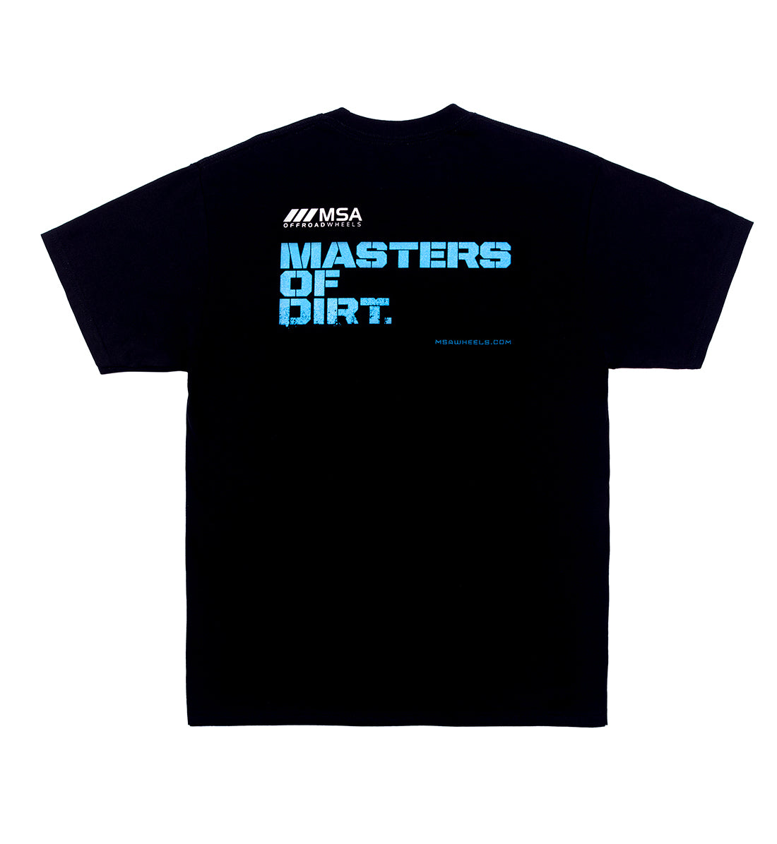 MSA Masters of Dirt short sleeve black tee shirt with a graphic design on the back.