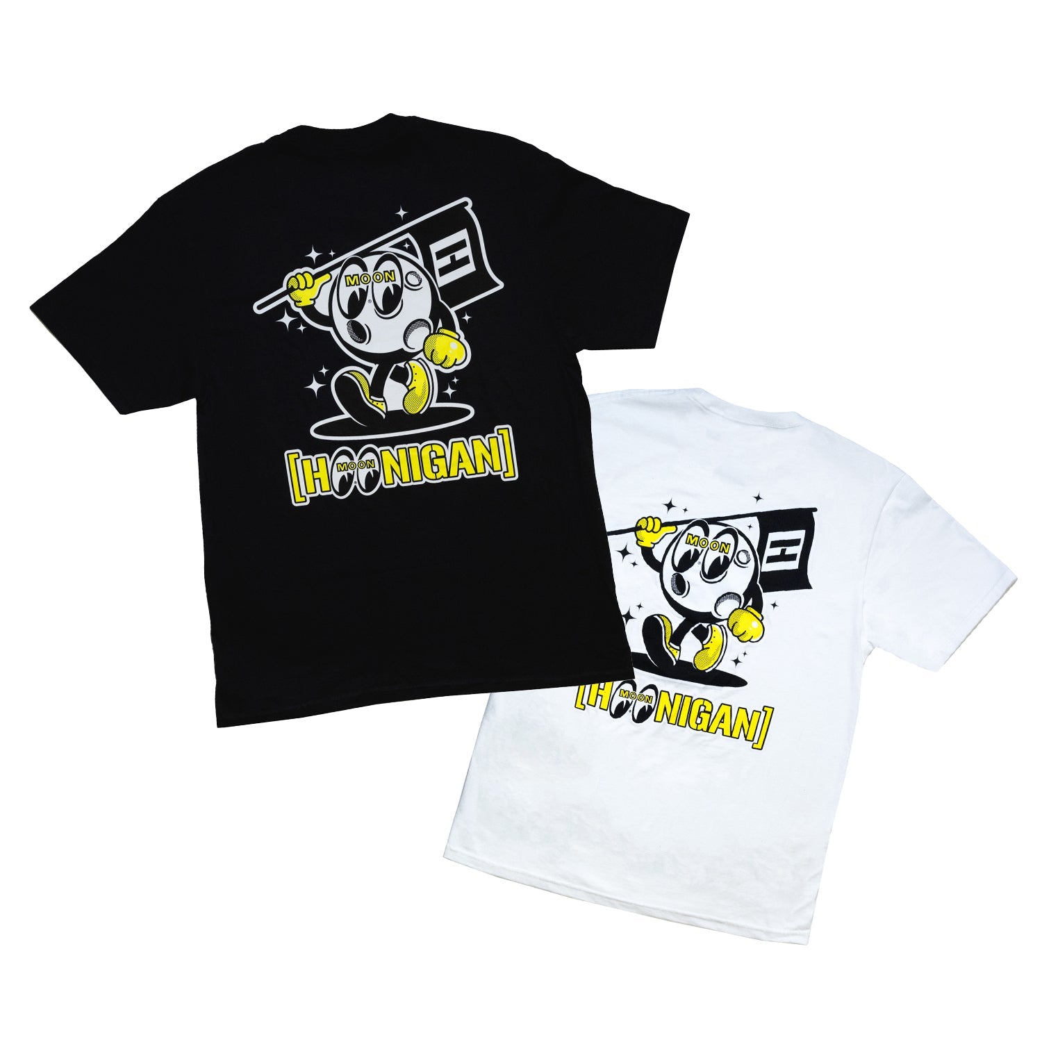 Hoonigan x Mooneyes MASCOT Short Sleeve Tee featuring a bold graphic design and vibrant colors.