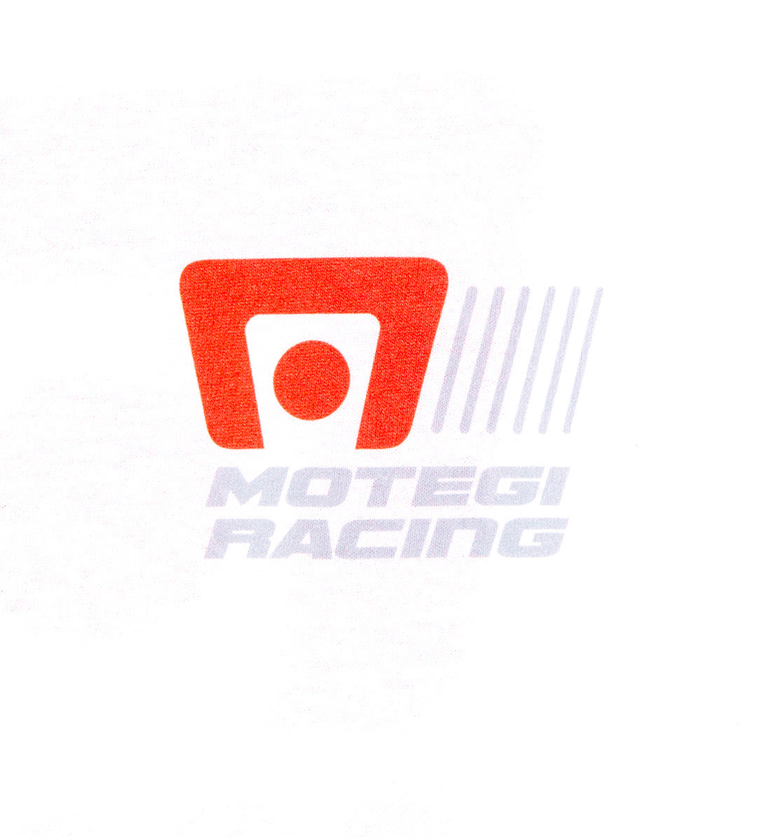 Motegi Racing logo short sleeve tee in white, featuring a bold graphic logo on the front.