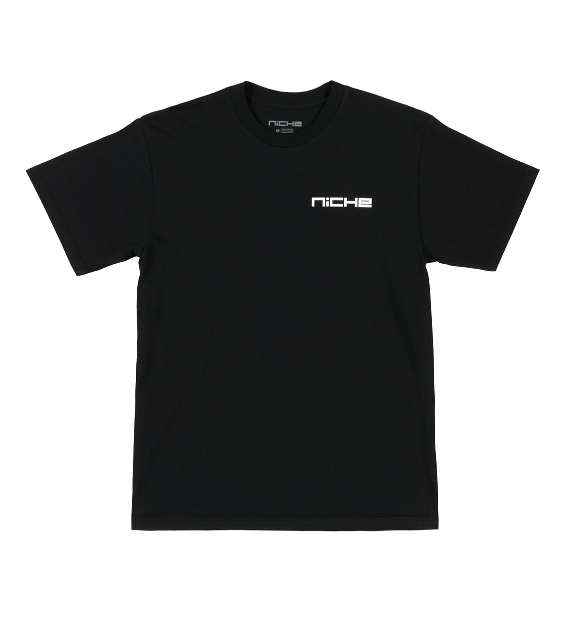 Niche Logo Short Sleeve Tee in black with white logo displayed on the front.