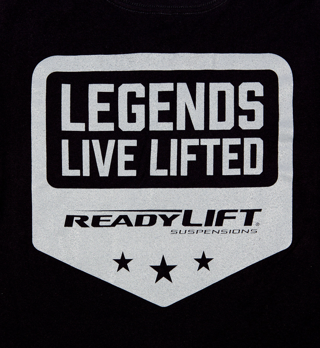 ReadyLift LEGENDS LIVE LIFTED black short sleeve tee featuring a back design detail.