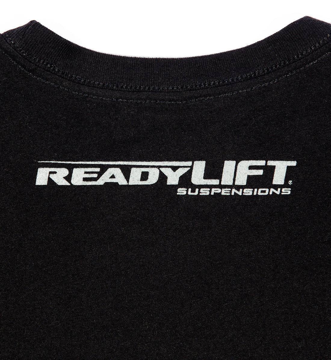 Black ReadyLift RDYLFT short sleeve tee showcasing the back design with a bold logo.