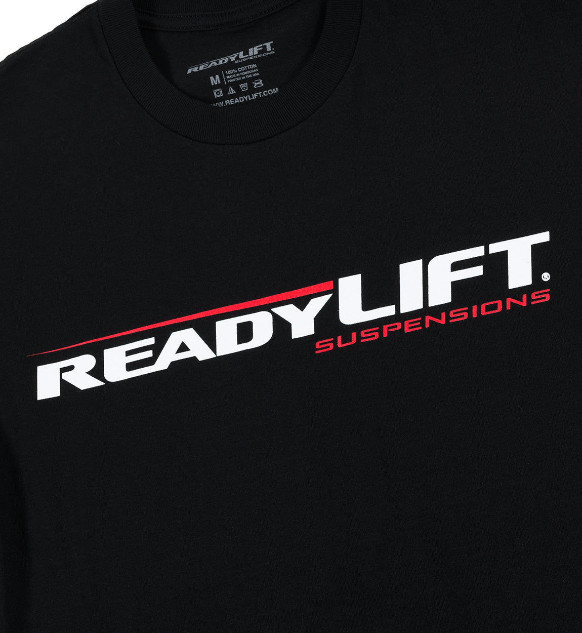 Ready Lift Logo Short Sleeve Tee featuring a bold logo design on a classic black background.