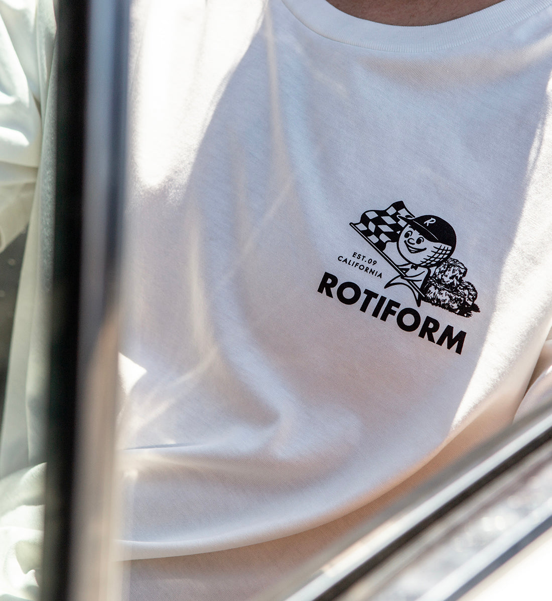 Rotiform Racing Gentlemen Short Sleeve Tee in cream, featuring a bold graphic design on the front.