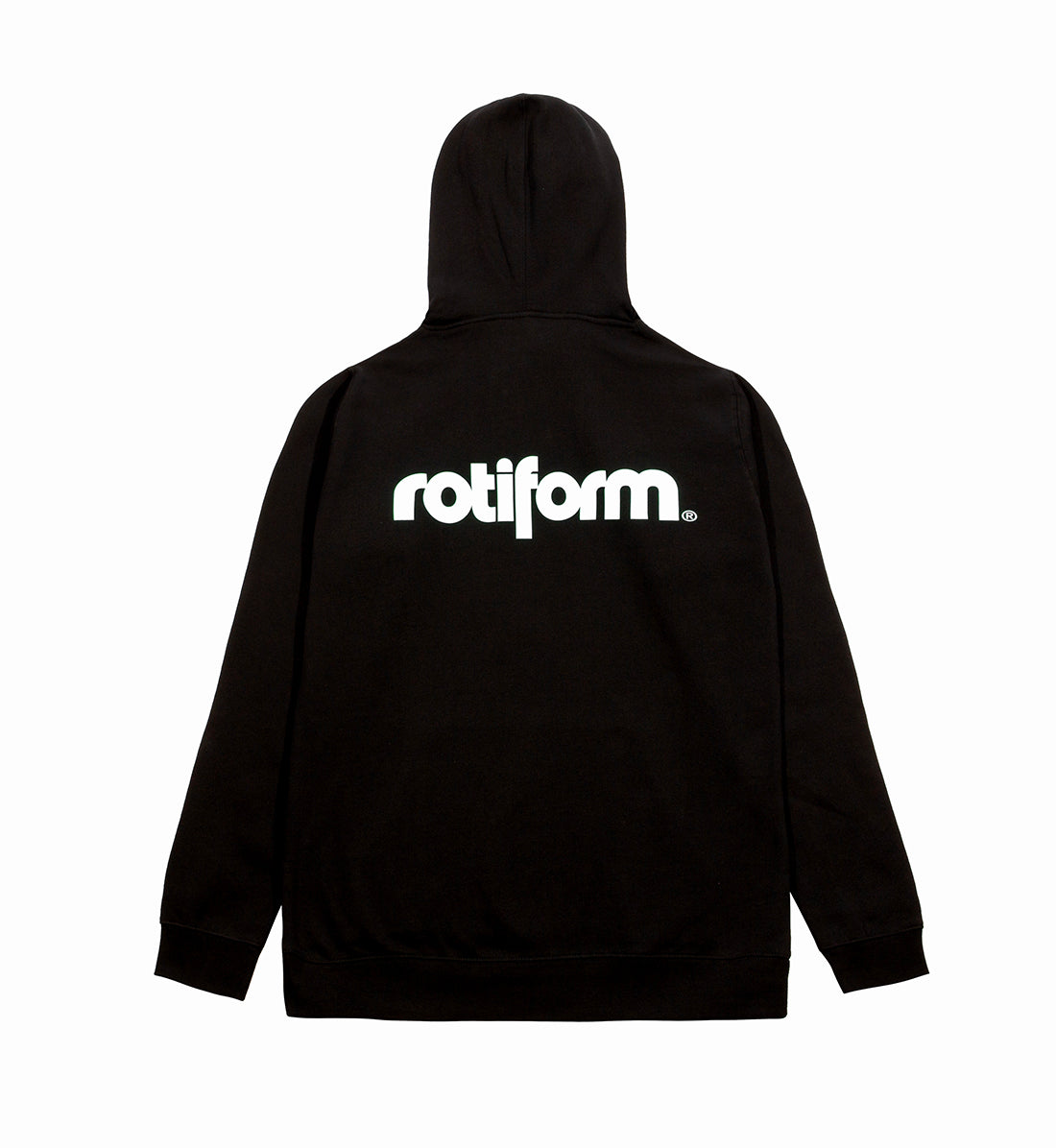 Rotiform STAPLE Hoodie in black and white, featuring a bold logo on the back, designed for casual wear.