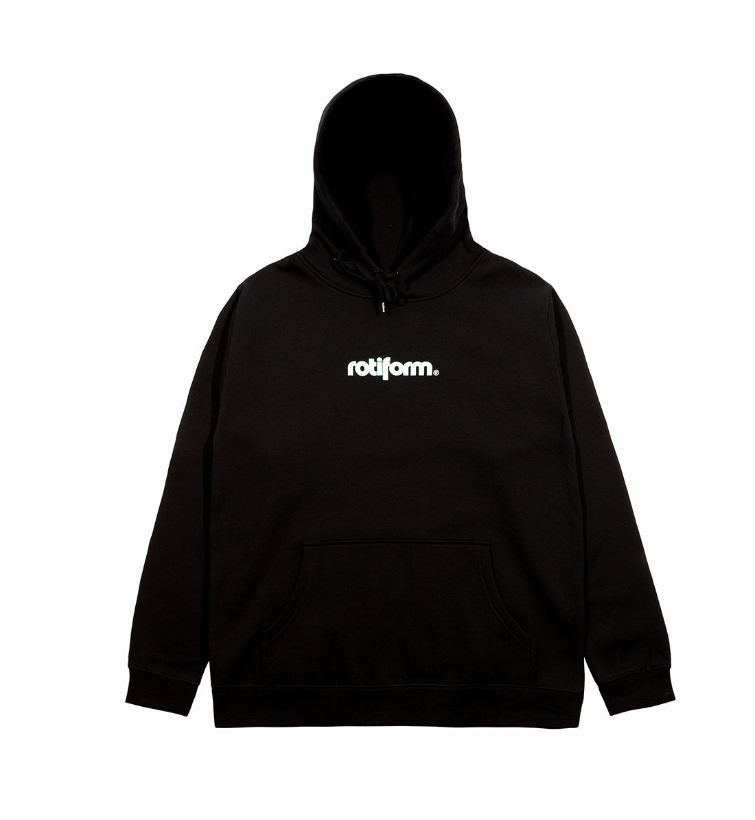 Rotiform STAPLE Hoodie in black and white, featuring a front logo design, pullover style, and drawstring hood.