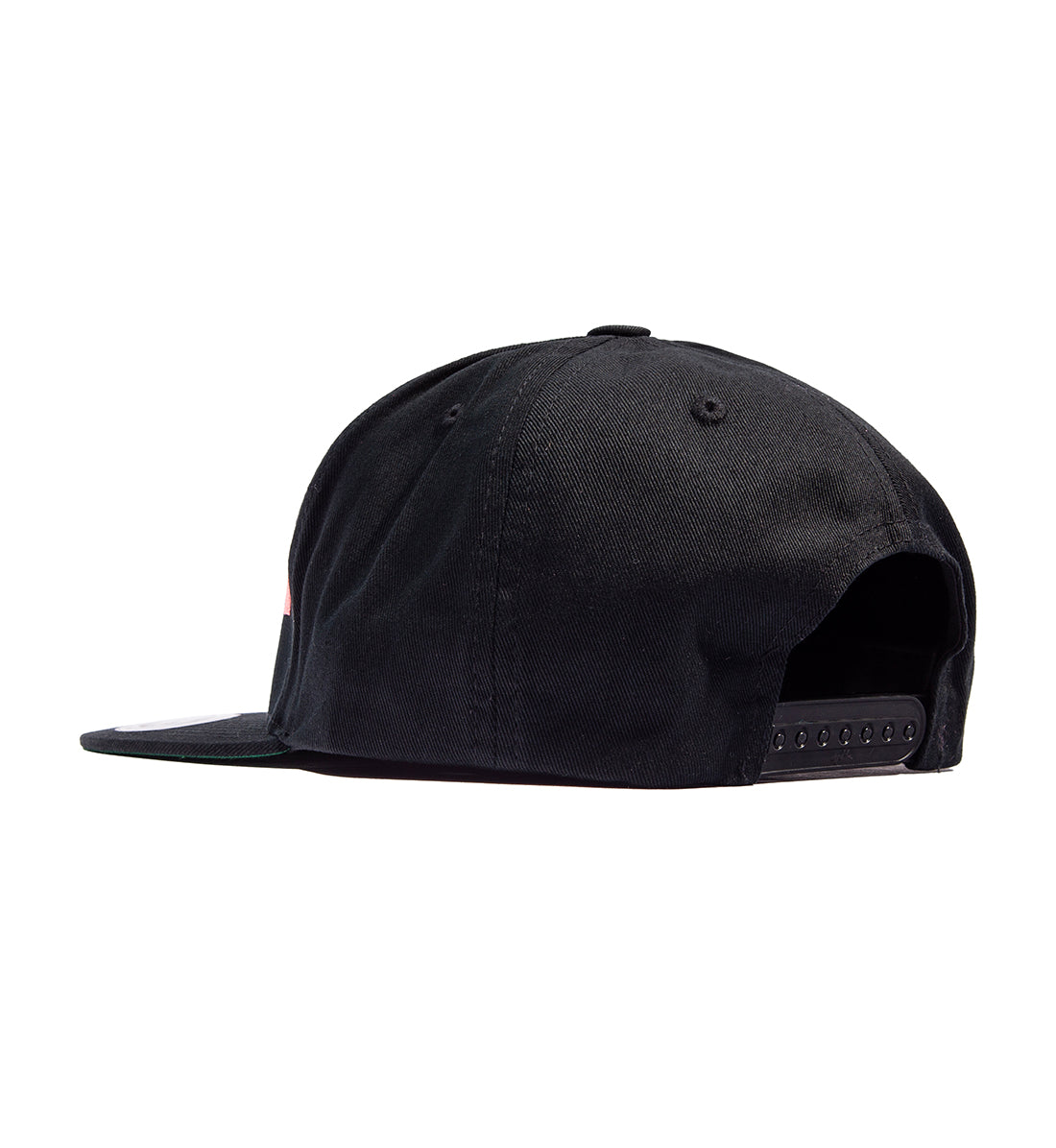 Rotiform STAPLE Snapback Hat featuring a black design with a prominent Rotiform logo on the front, displayed from a back-angled view.