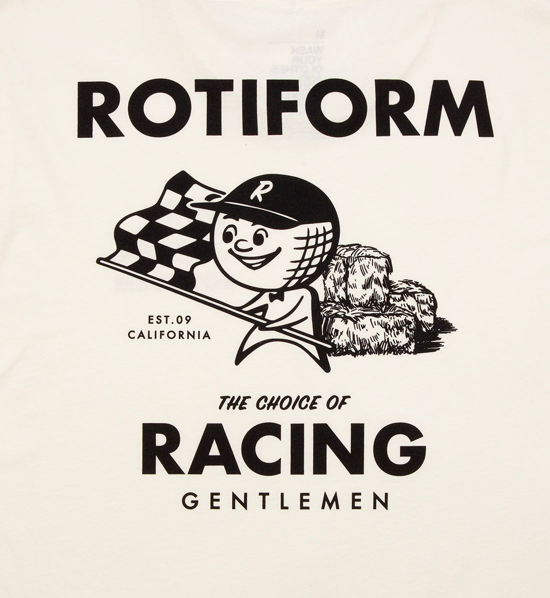 Rotiform Racing Gentlemen Short Sleeve Tee with a cream color and back detail design featuring the Rotiform logo.