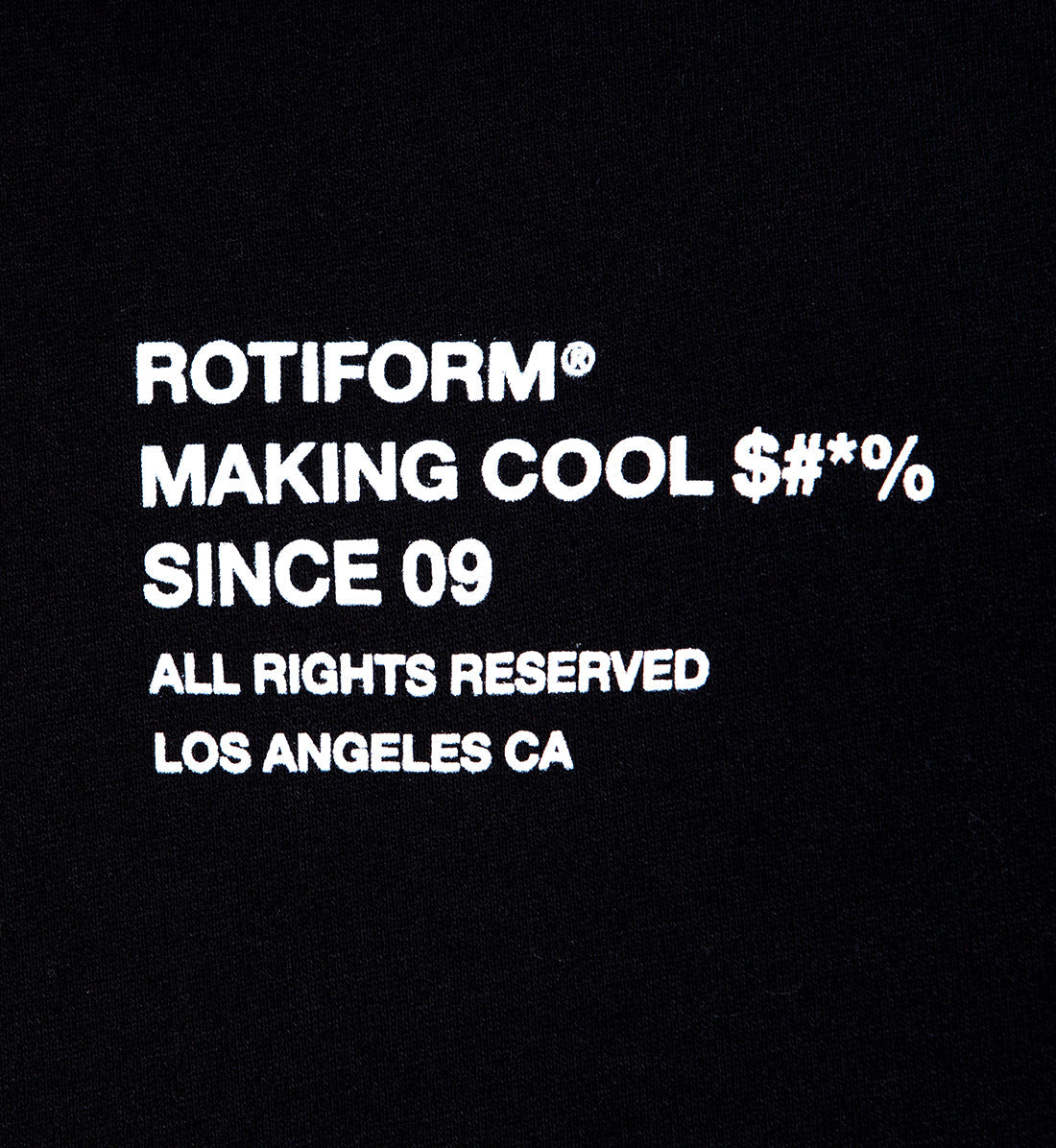 Rotiform black hoodie featuring "MAKING COOL $#&*" graphic on the front.