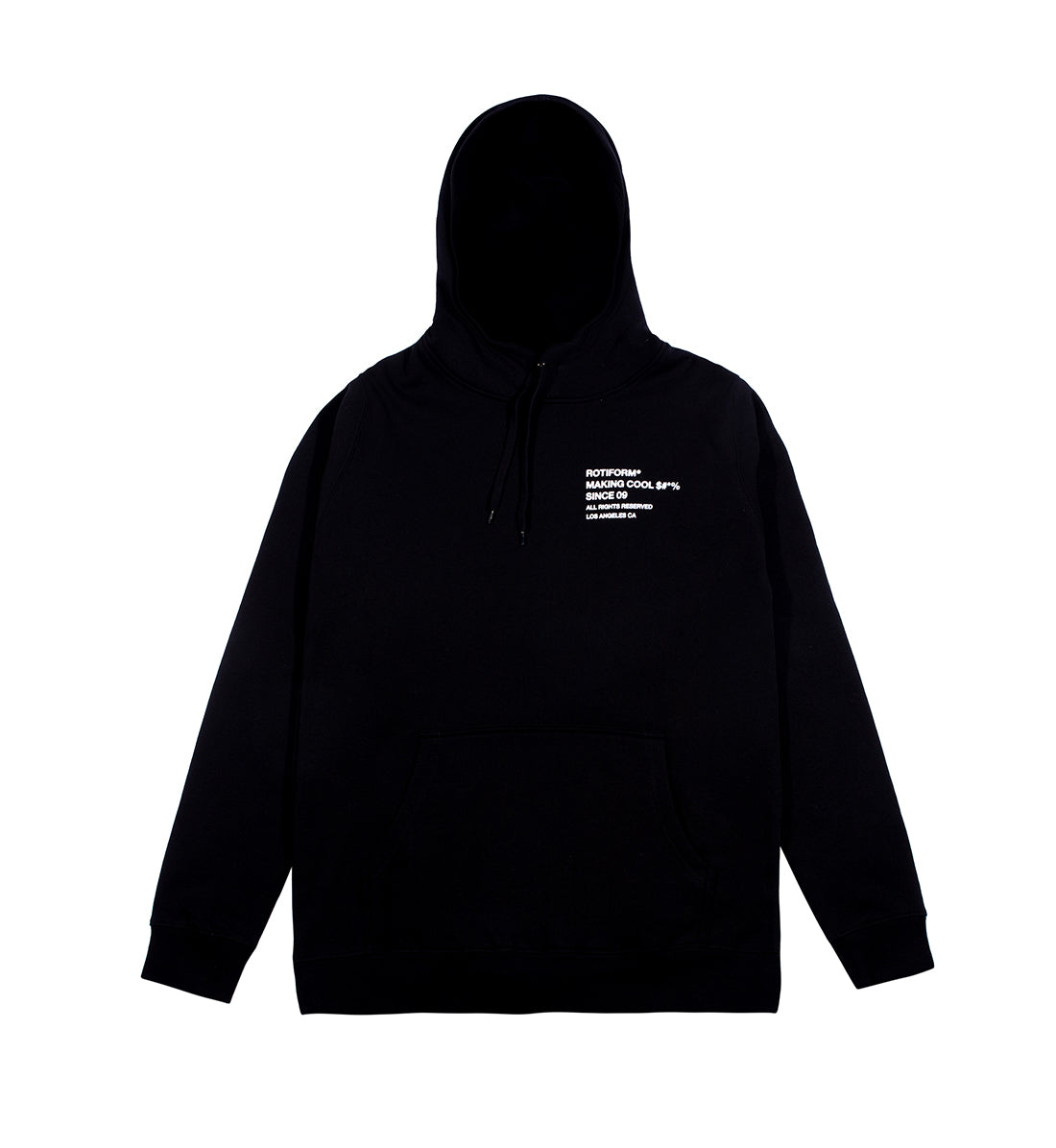 Black Rotiform hoodie featuring "MAKING COOL $#*&" graphic on the front.