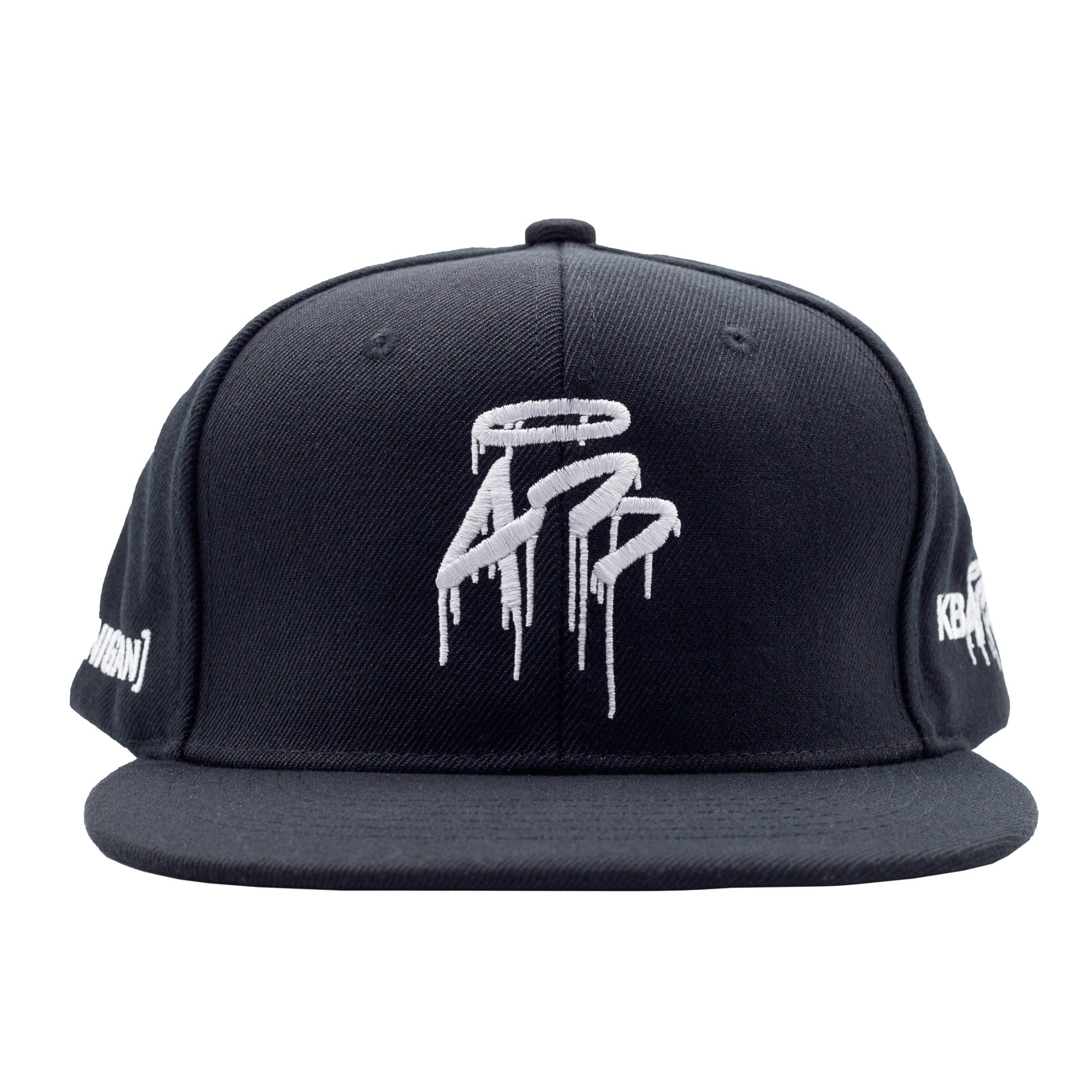 Black snapback hat with white embroidered graffiti-style logo on front and "Hoonigan" and "KB43VER" text on sides.