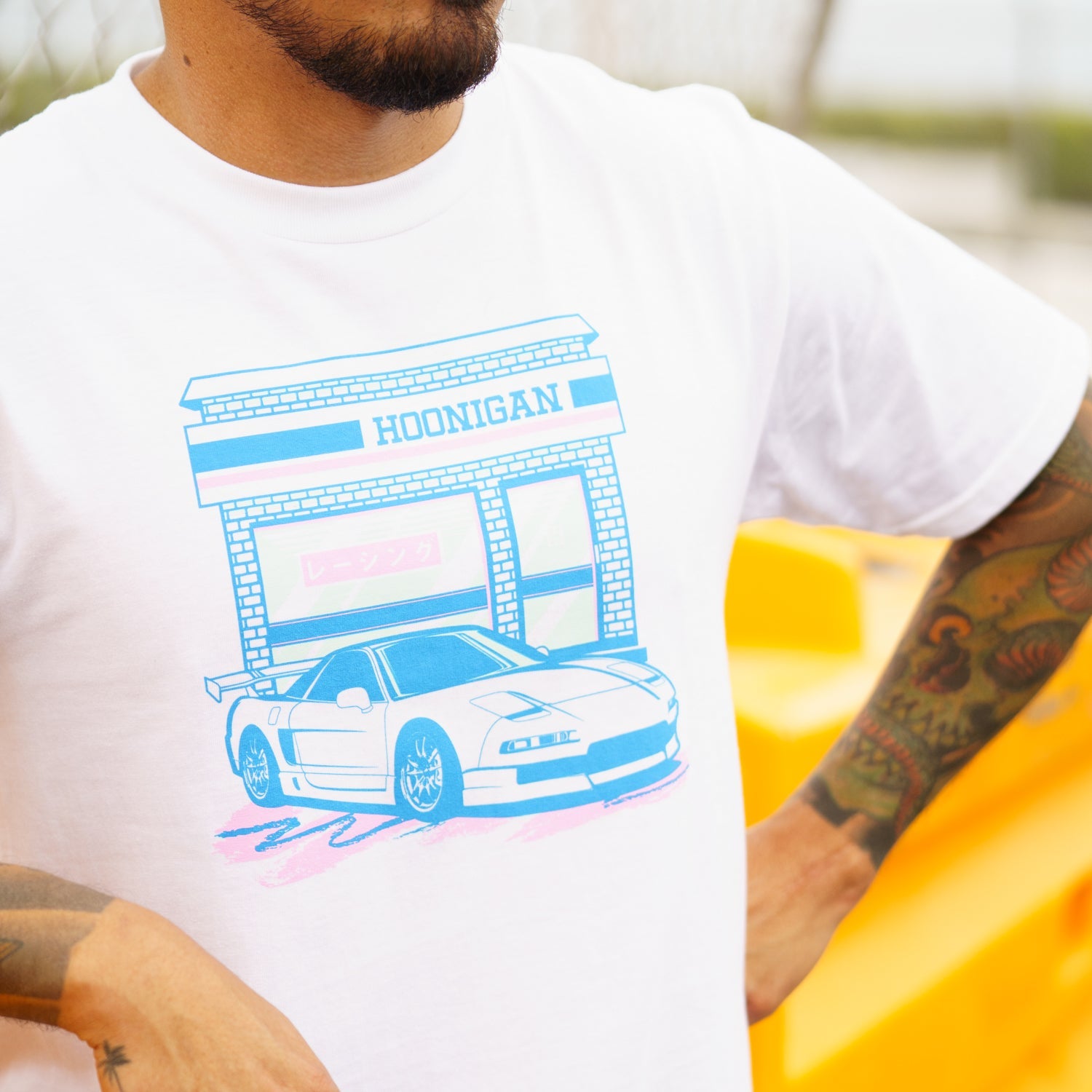 Hoonigan KWIK STOP Short Sleeve Tee in black featuring a bold graphic logo on the front.