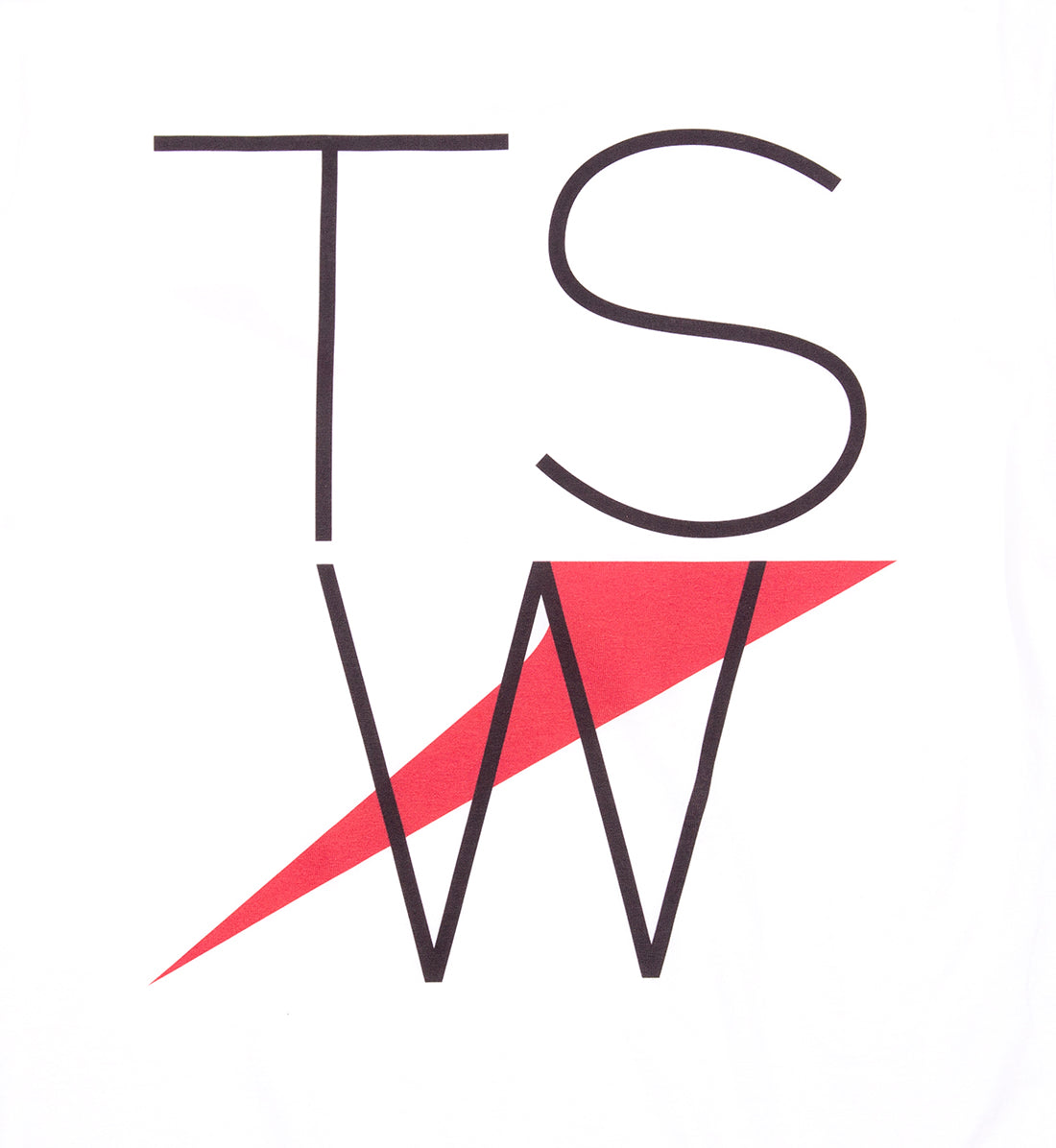 TSW THIN LOGO Short Sleeve Tee in white with back detail showcasing the minimalist logo design.