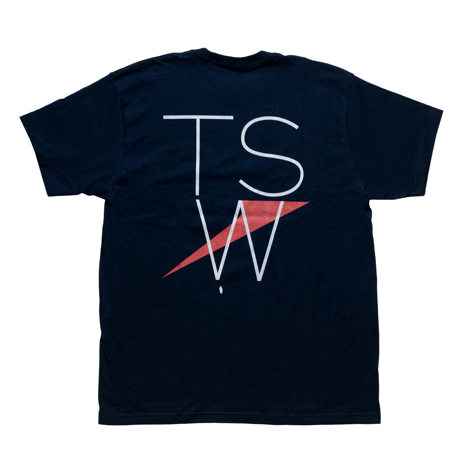 TSW THIN LOGO Short Sleeve Tee in navy blue featuring a minimalist logo on the chest.