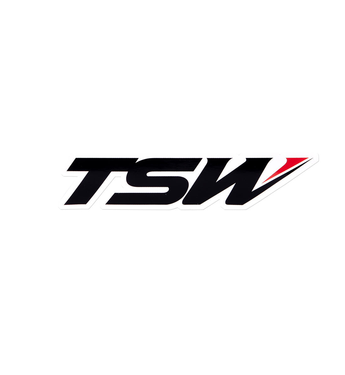 TSW logo sticker featuring a bold design in black and white, ideal for car enthusiasts and branding.