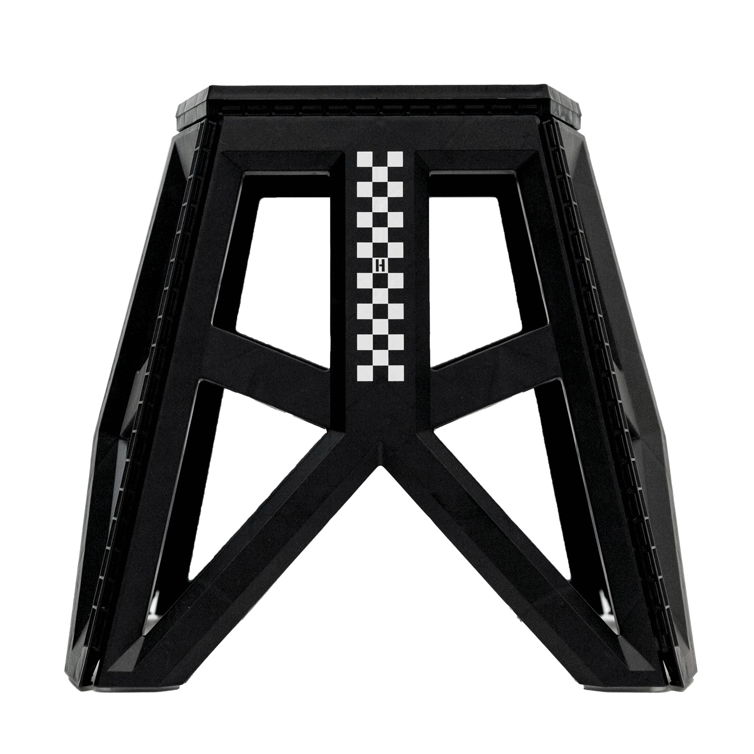 Hoonigan TRACK DAY collapsible stool with a black and red design, featuring the Hoonigan logo and lightweight construction for easy portability.