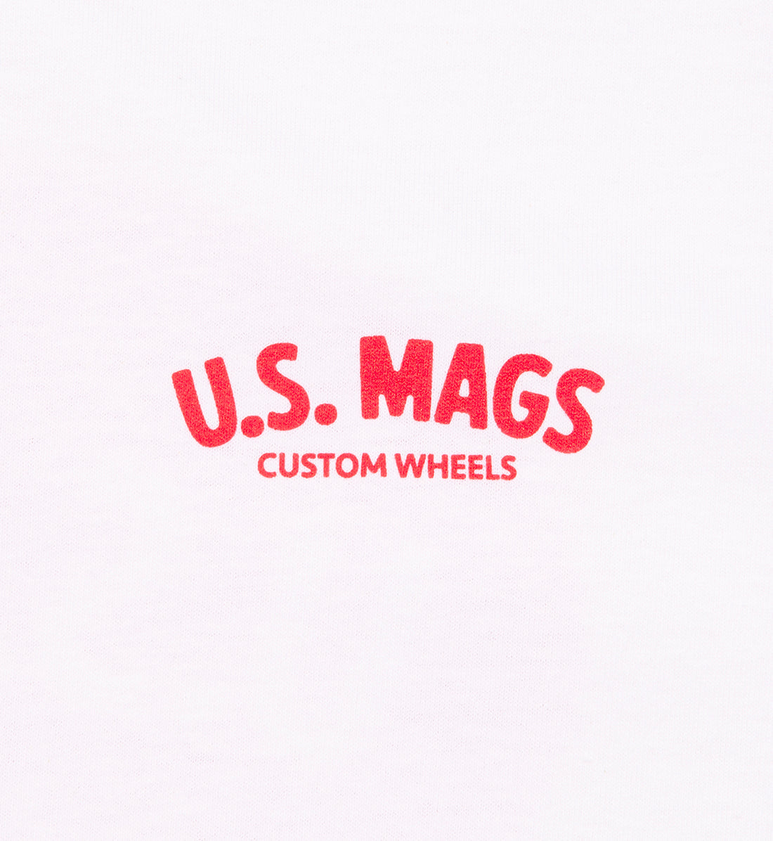 US Mags short sleeve tee featuring a prominent red logo on a white background.