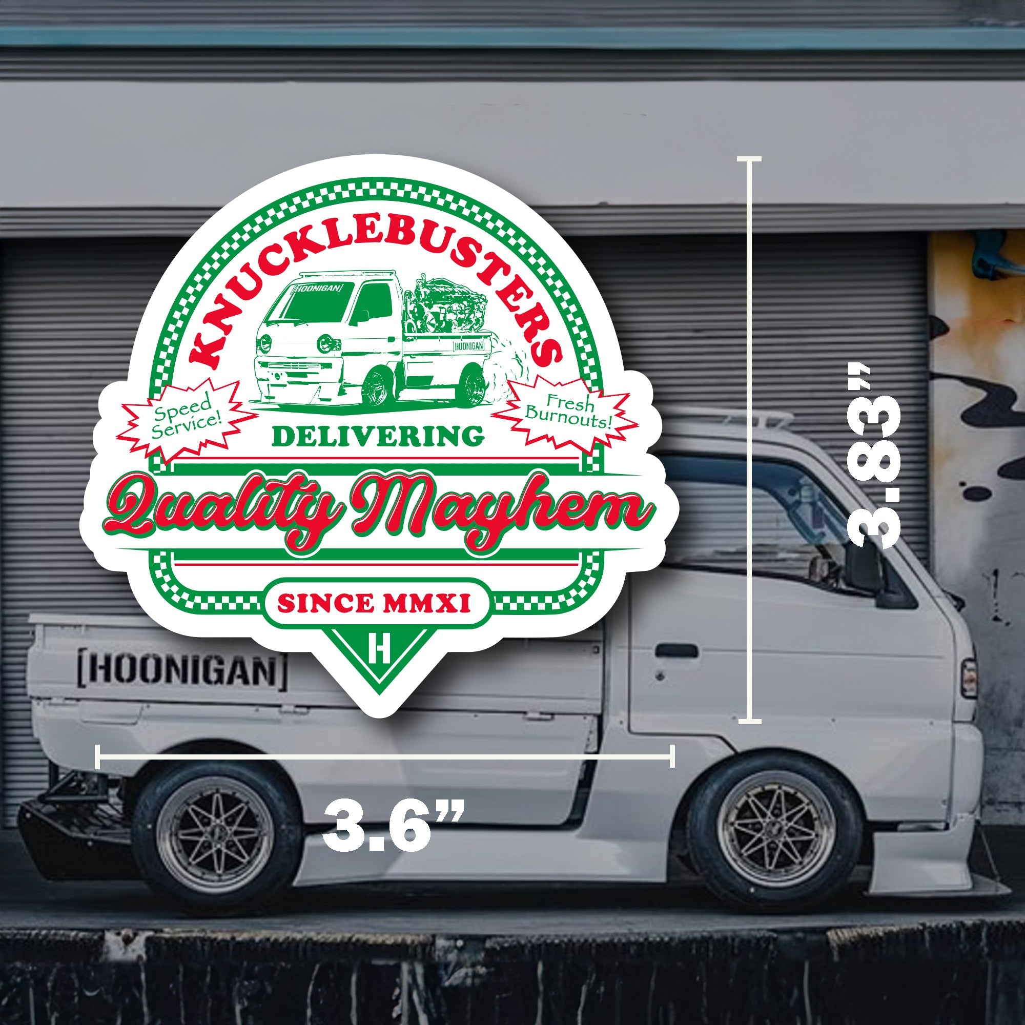 Hoonigan SPEED DELIVERY sticker, 3.8 inches, featuring bold graphics and vibrant colors.