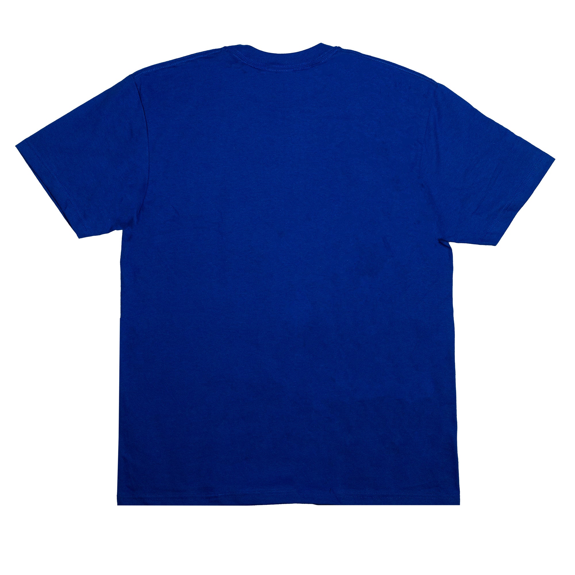 Back view of a blue Hoonigan CENSOR BAR short sleeve t-shirt, showcasing a simple and clean design.