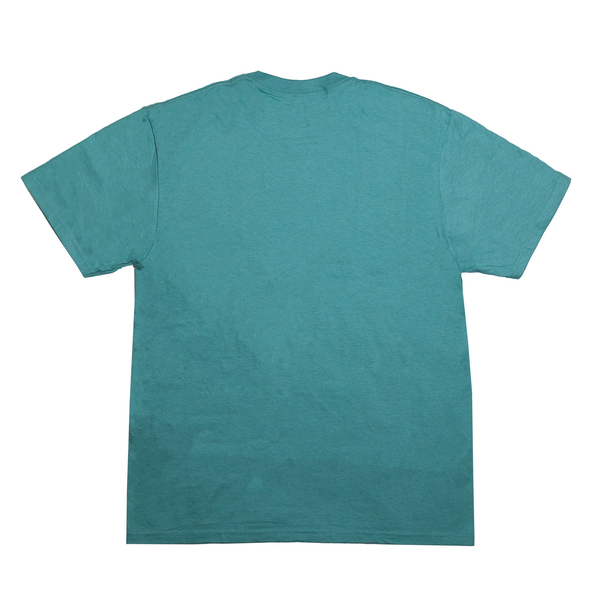 Back view of the Hoonigan CENSOR BAR short sleeve t-shirt in teal, featuring a classic relaxed fit for automotive enthusiasts.