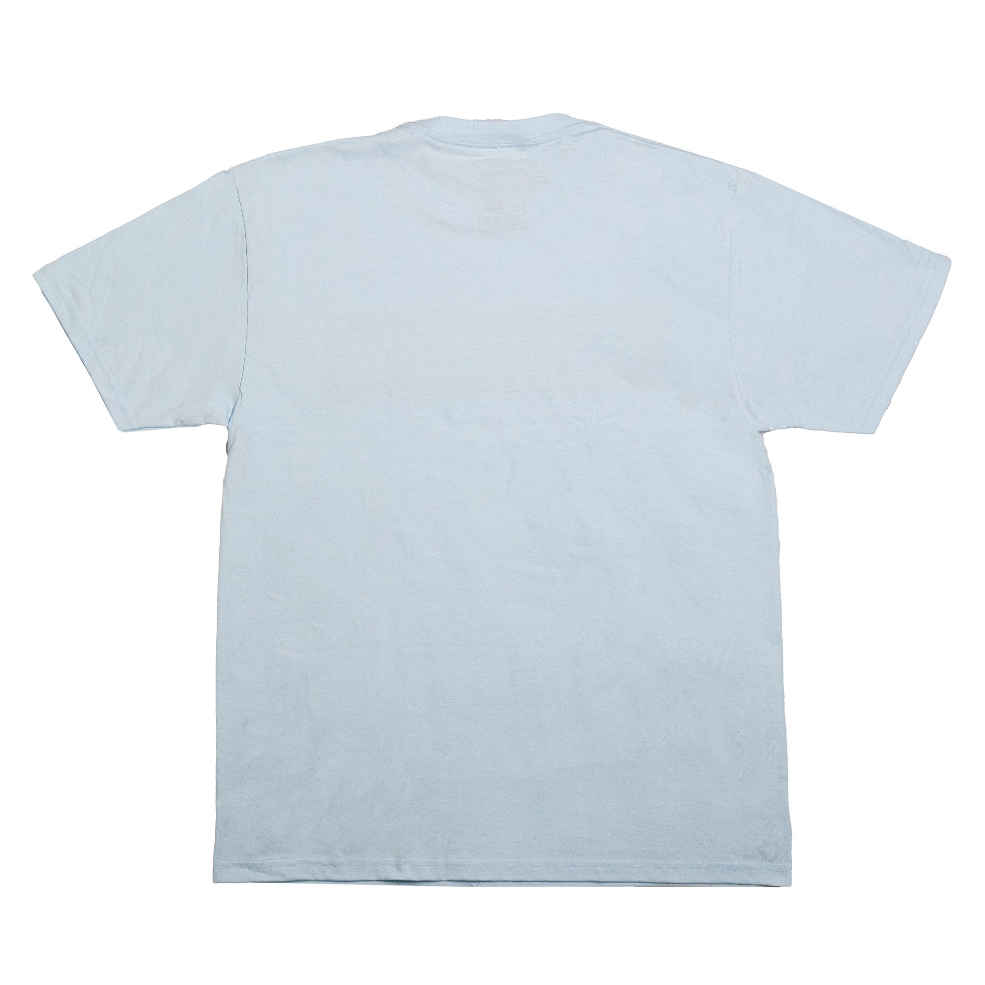 Back view of Hoonigan CENSOR BAR short sleeve t-shirt in light blue, showcasing a simple and clean design.